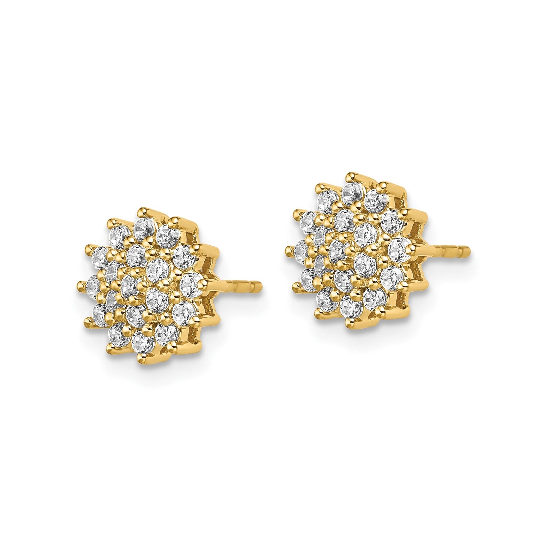14k Gold Lab Grown Diamond Cluster Stud Earrings 0.5 Ct