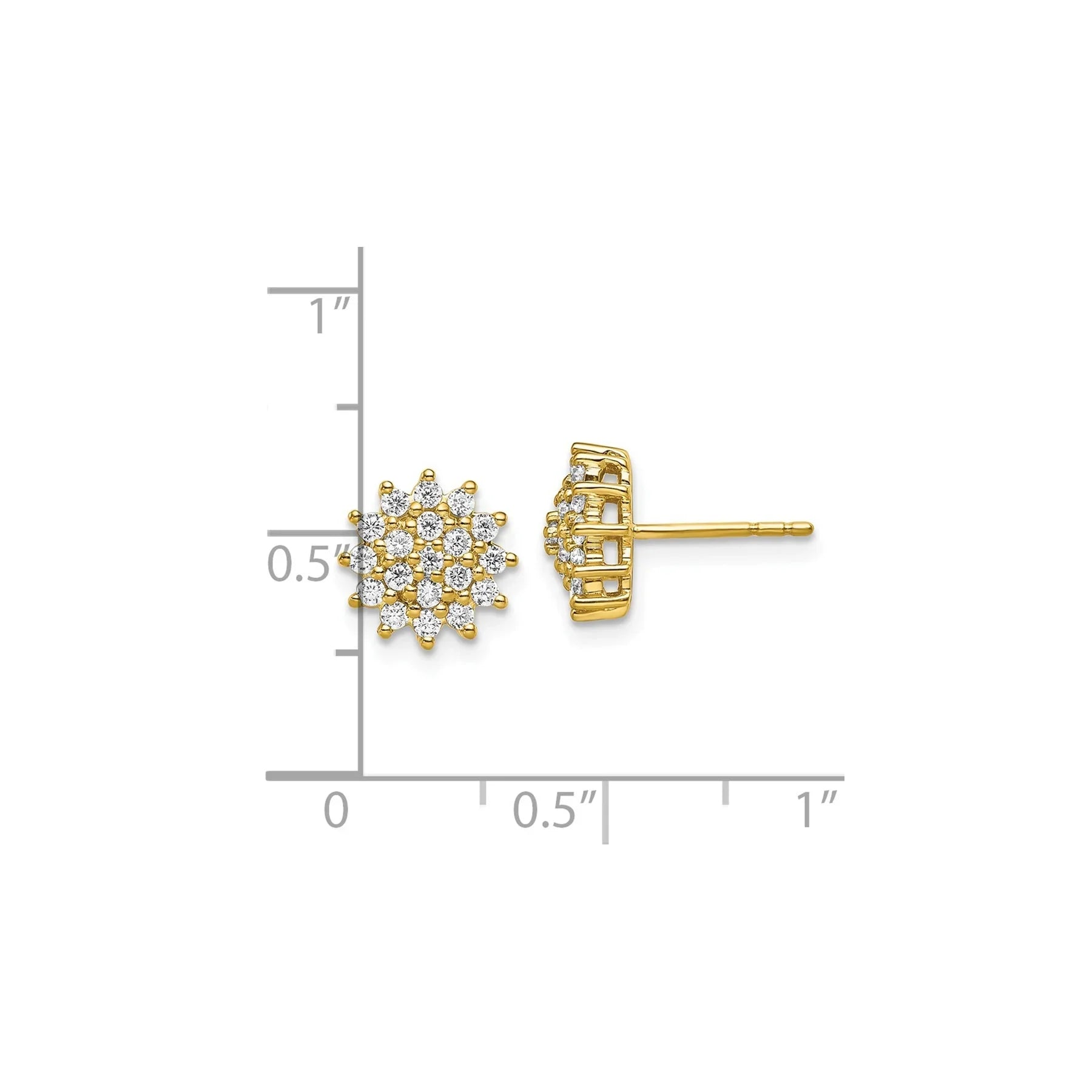 14k White/ Yellow Gold Lab Grown Diamond Stud Earrings - Fine Diamond