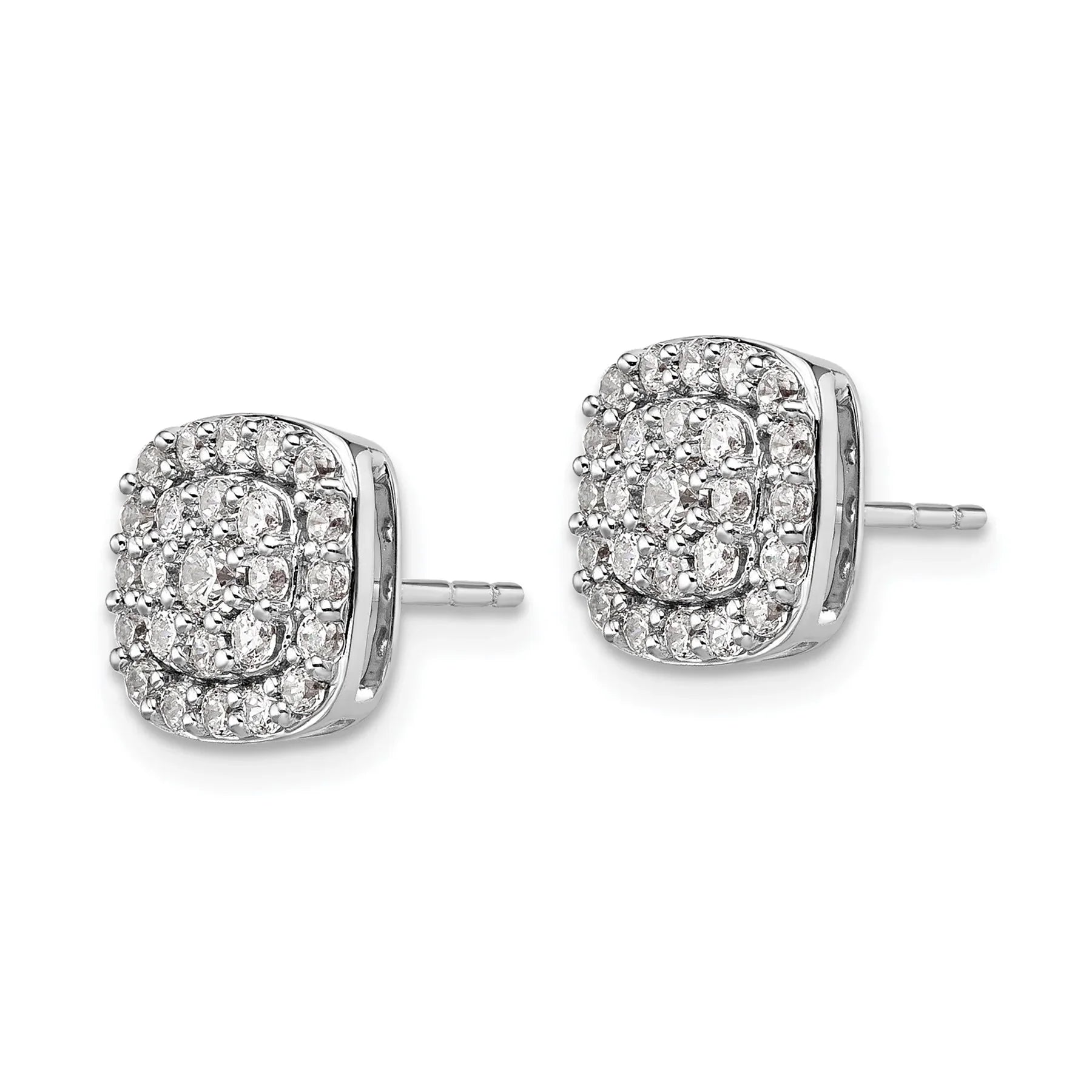 14k Gold Lab Grown Diamond Square Halo Stud Earrings - Fine Diamond