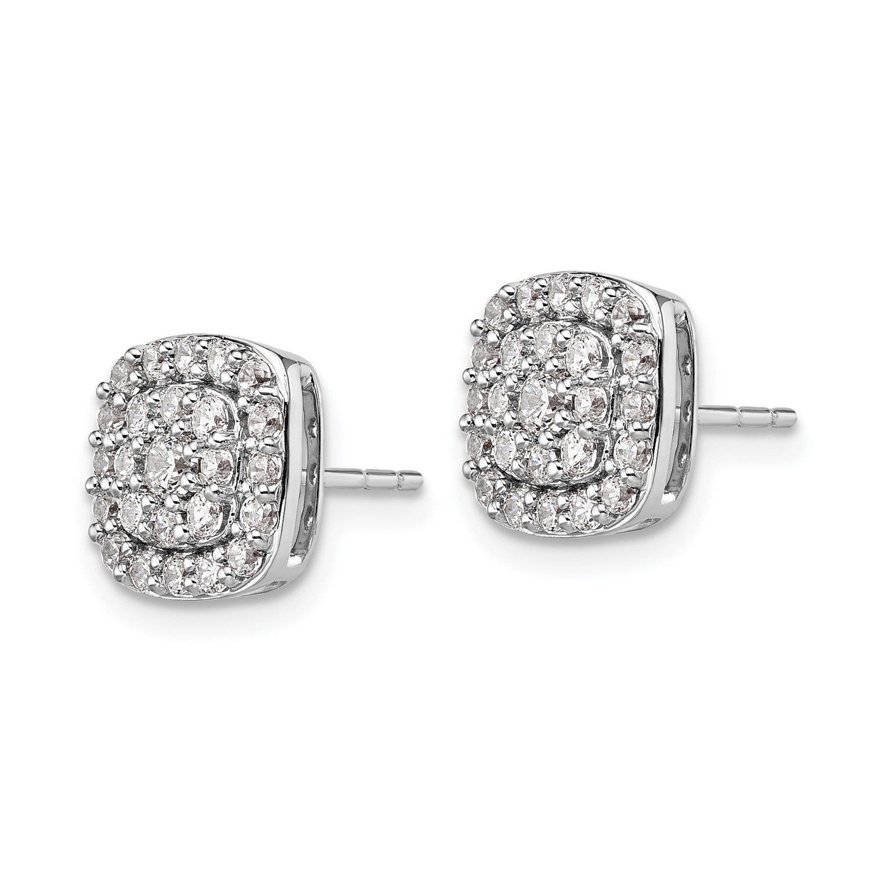 14k Gold Lab Grown Diamond Square Halo Stud Earrings 0.87 Ct