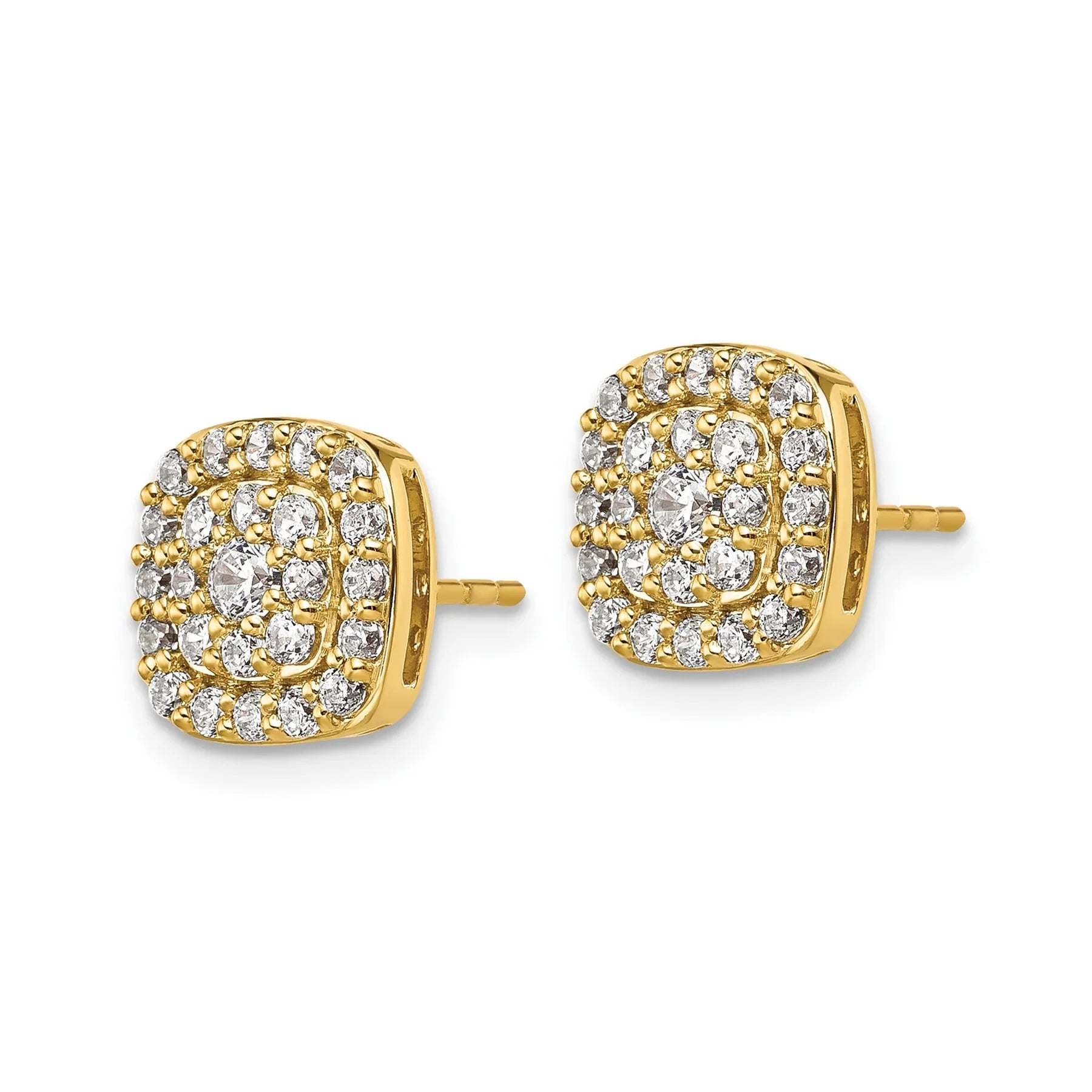 14k Gold Lab Grown Diamond Square Halo Stud Earrings - Fine Diamond