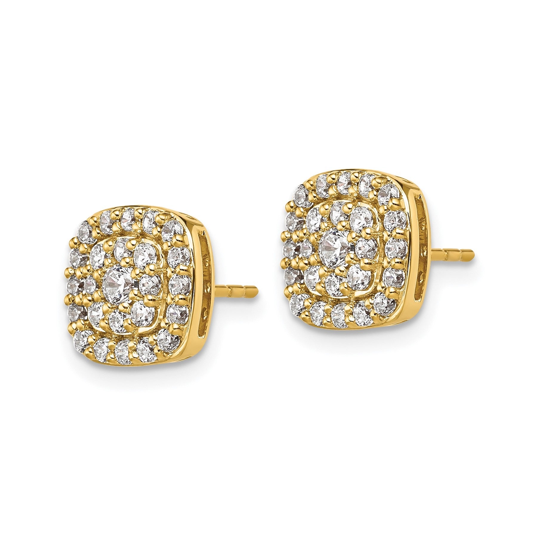 14k Gold Lab Grown Diamond Square Halo Stud Earrings 0.87 Ct