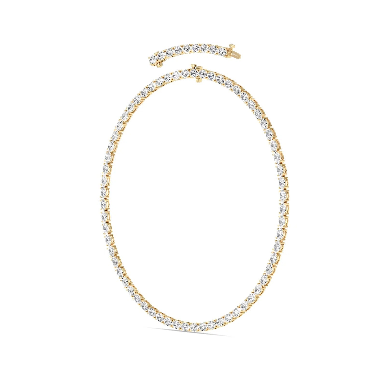 Oval (F/VS) Lab Grown Diamond Prong 14K Yellow Gold Classic Eternity Tennis Necklace