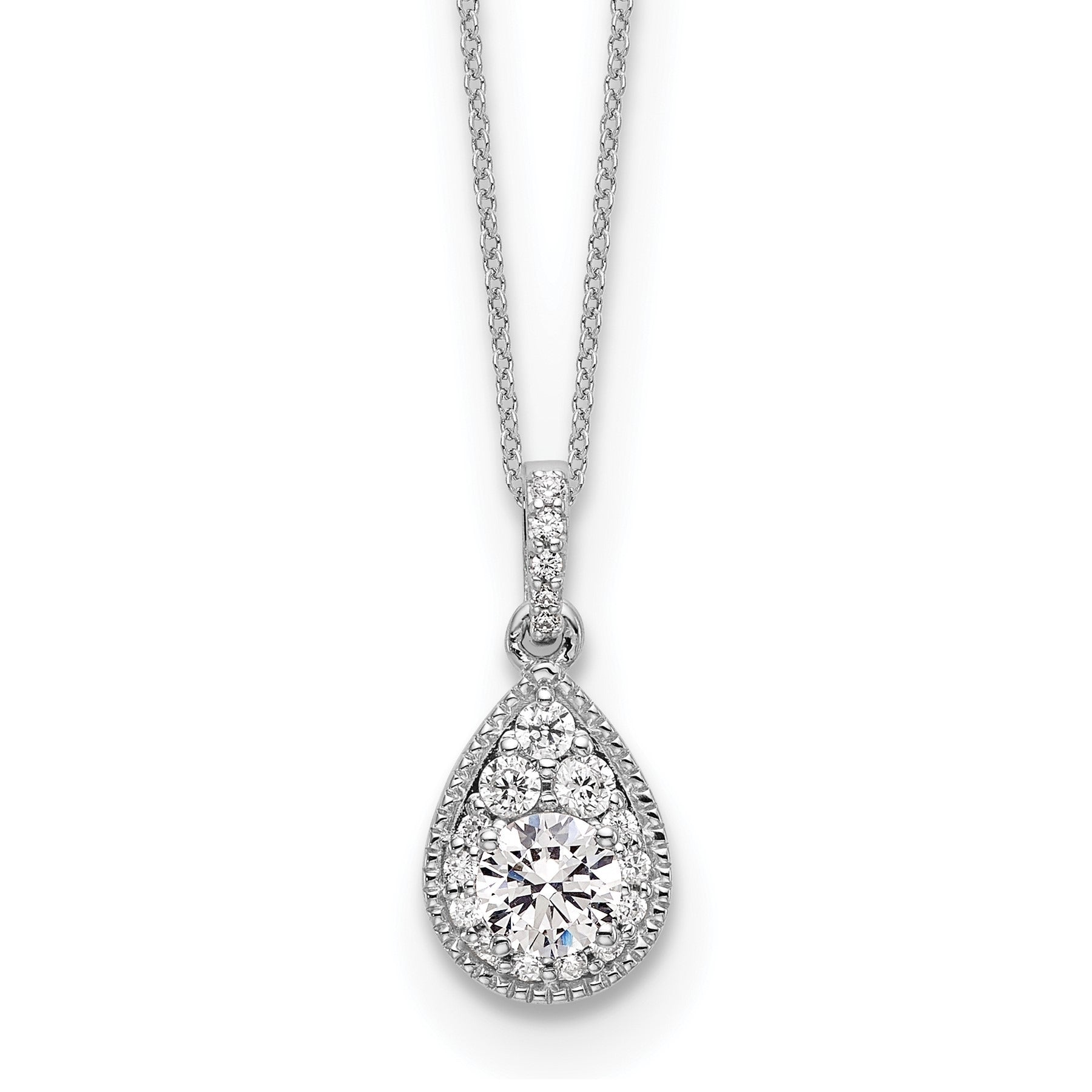 Lab Grown Diamond Teardrop Pendant Necklace Gold 1/2 ctw