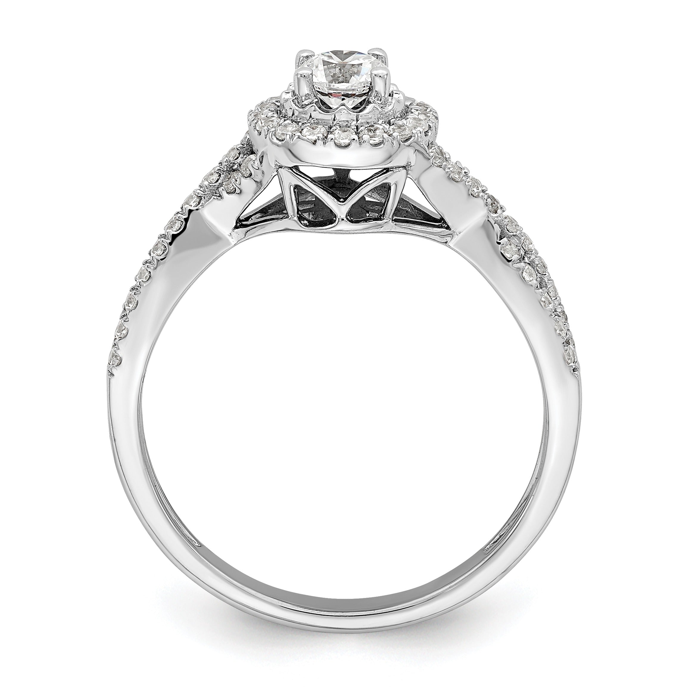 Lab Grown Diamond Round Criss Cross Halo Ring