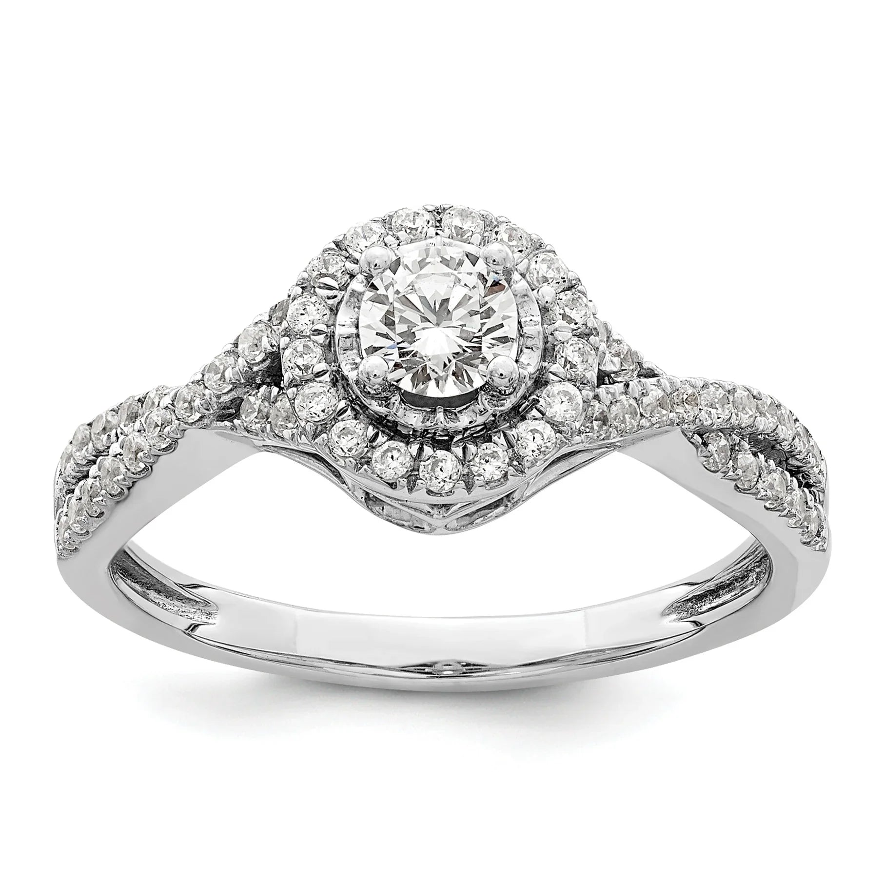 Lab Grown Diamond Round Criss Cross Halo Semi Mount Ring 0.25 ct - Fine Diamond