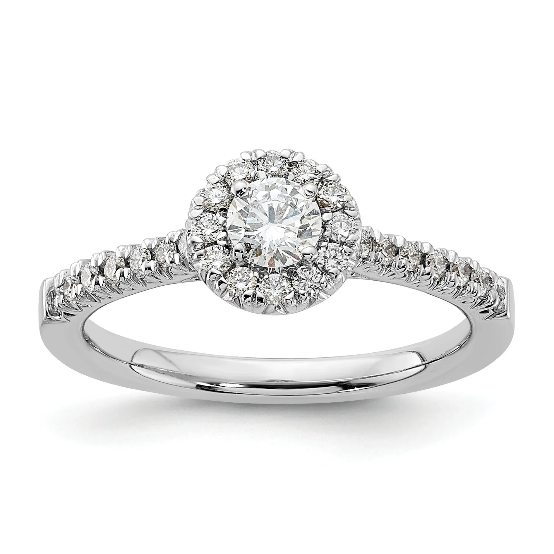 14k Lab Grown Diamond Round Halo Semi Mount Engagement Ring 0.25 ct - Fine Diamond