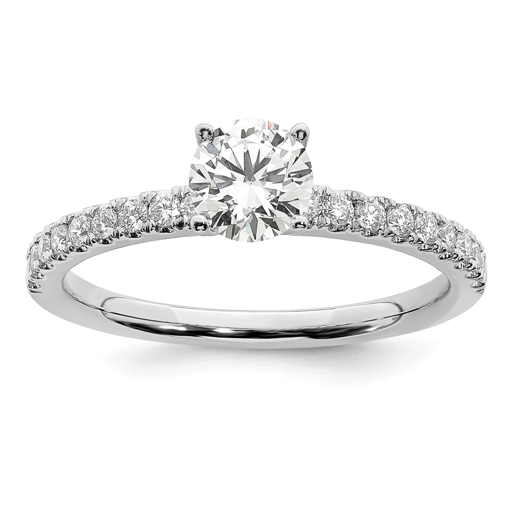 14k White Gold Lab Grown Diamond Round Engagement Ring 0.75 Ct - Fine Diamond