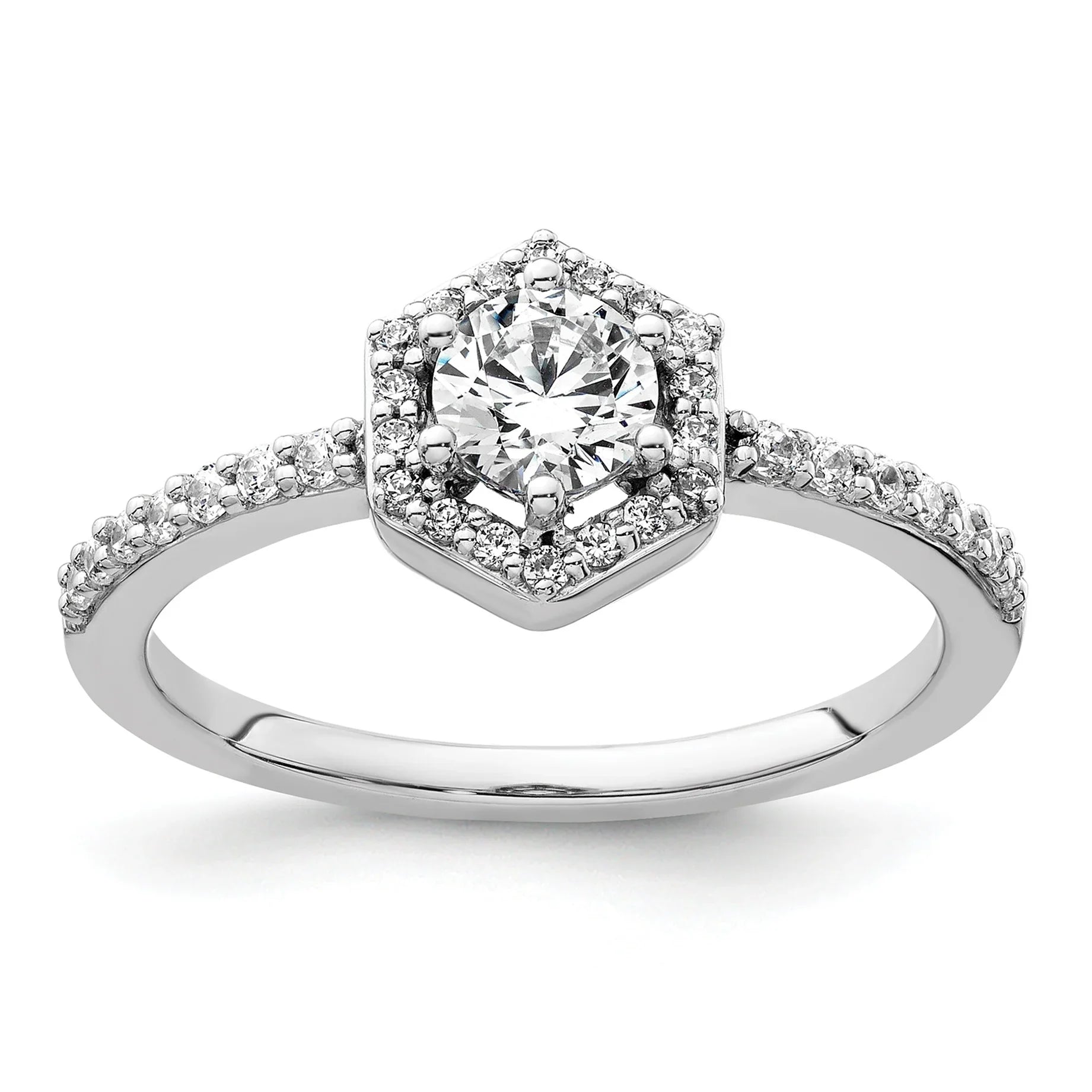 Lab Grown Diamond Halo Ring 14K White Gold 0.62 ct - Fine Diamond