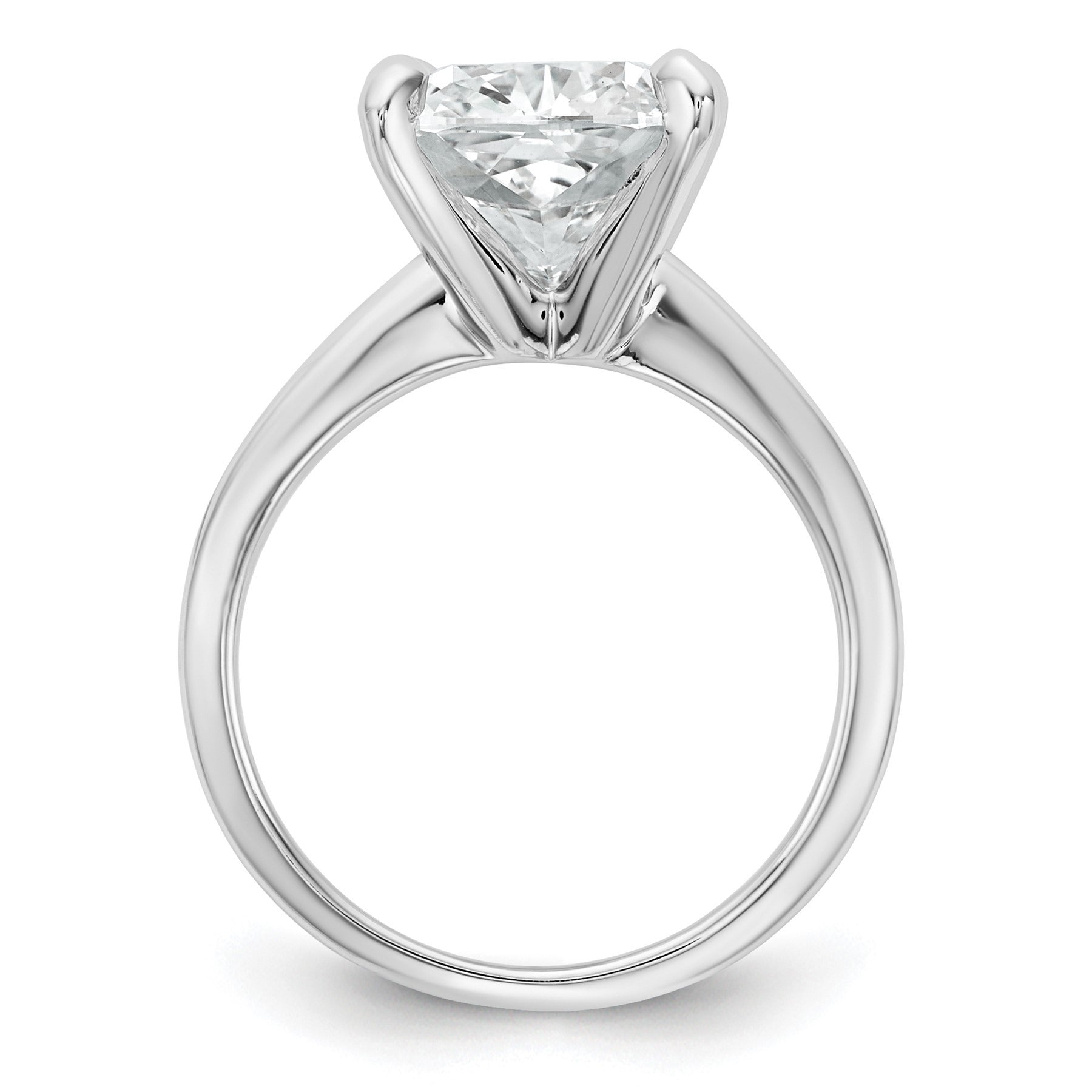 14k White Gold Lab Grown Diamond Cushion Solitaire Engagement Ring 5 ct