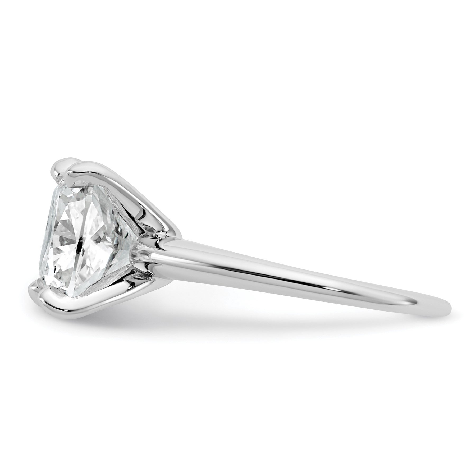 14k White Gold Lab Grown Diamond Cushion Solitaire Engagement Ring 5 ct