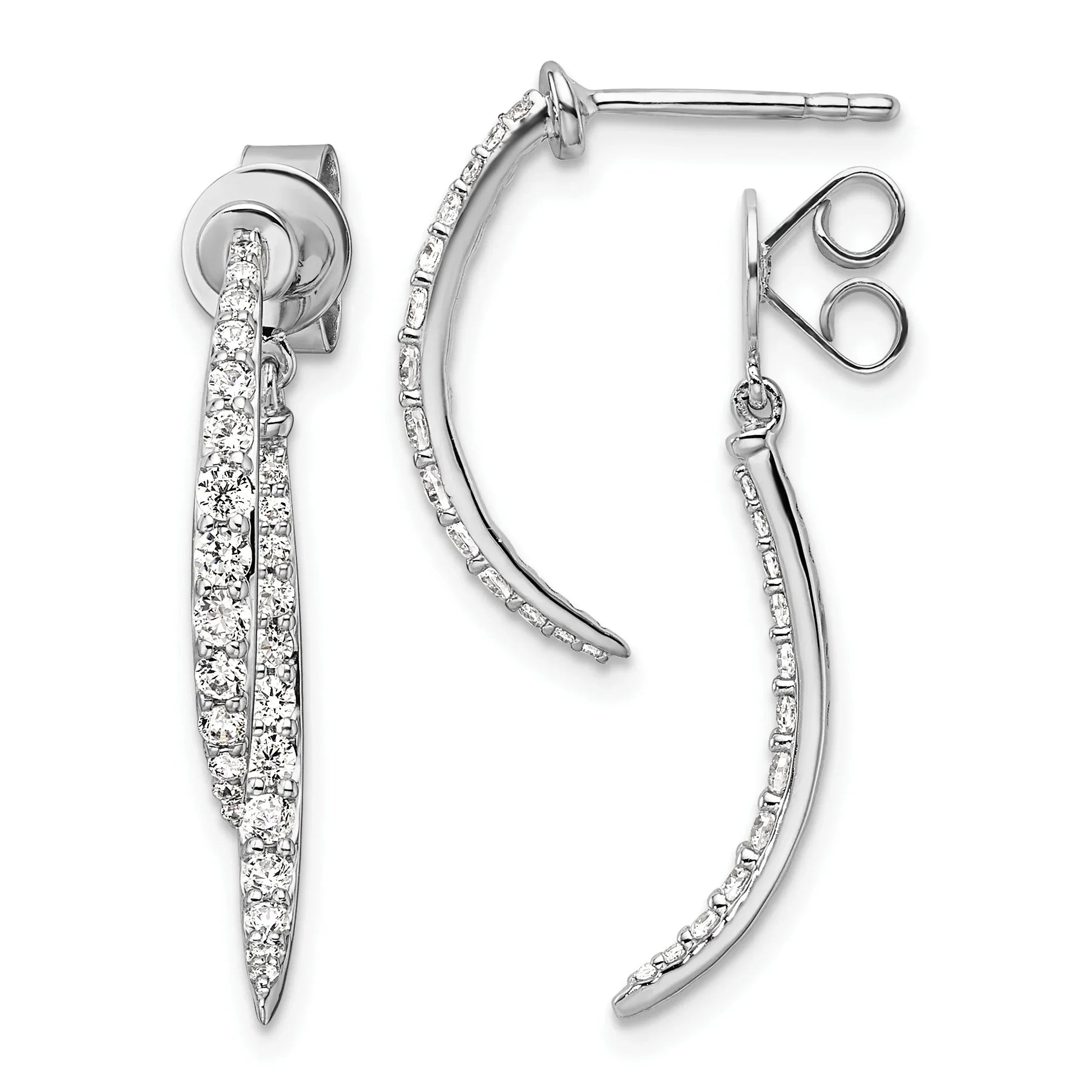0.625 Ct 14k White Gold Lab Grown Diamond Dangle Post Earrings - Fine Diamond