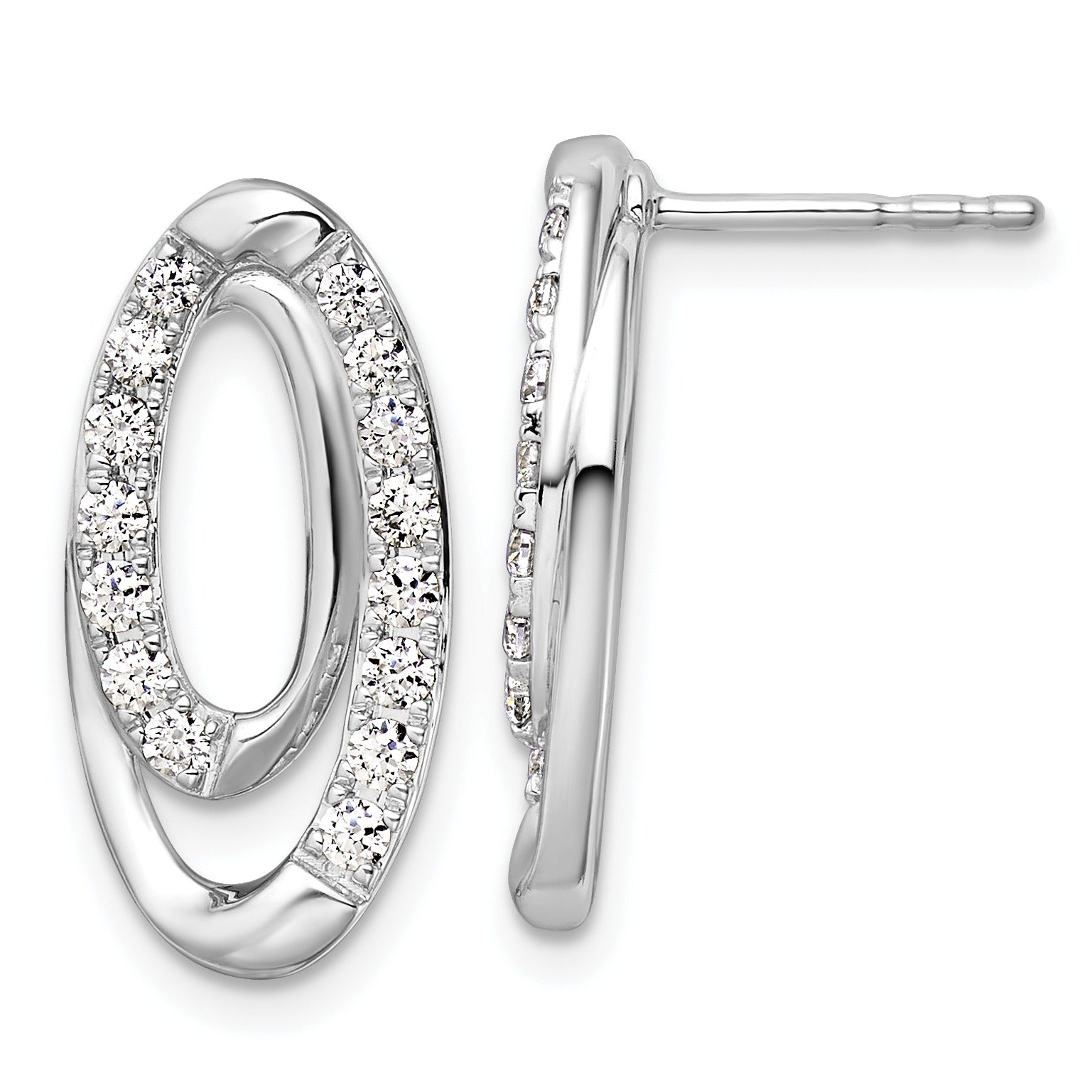 14k White Gold Lab Grown Diamond Oval Earrings