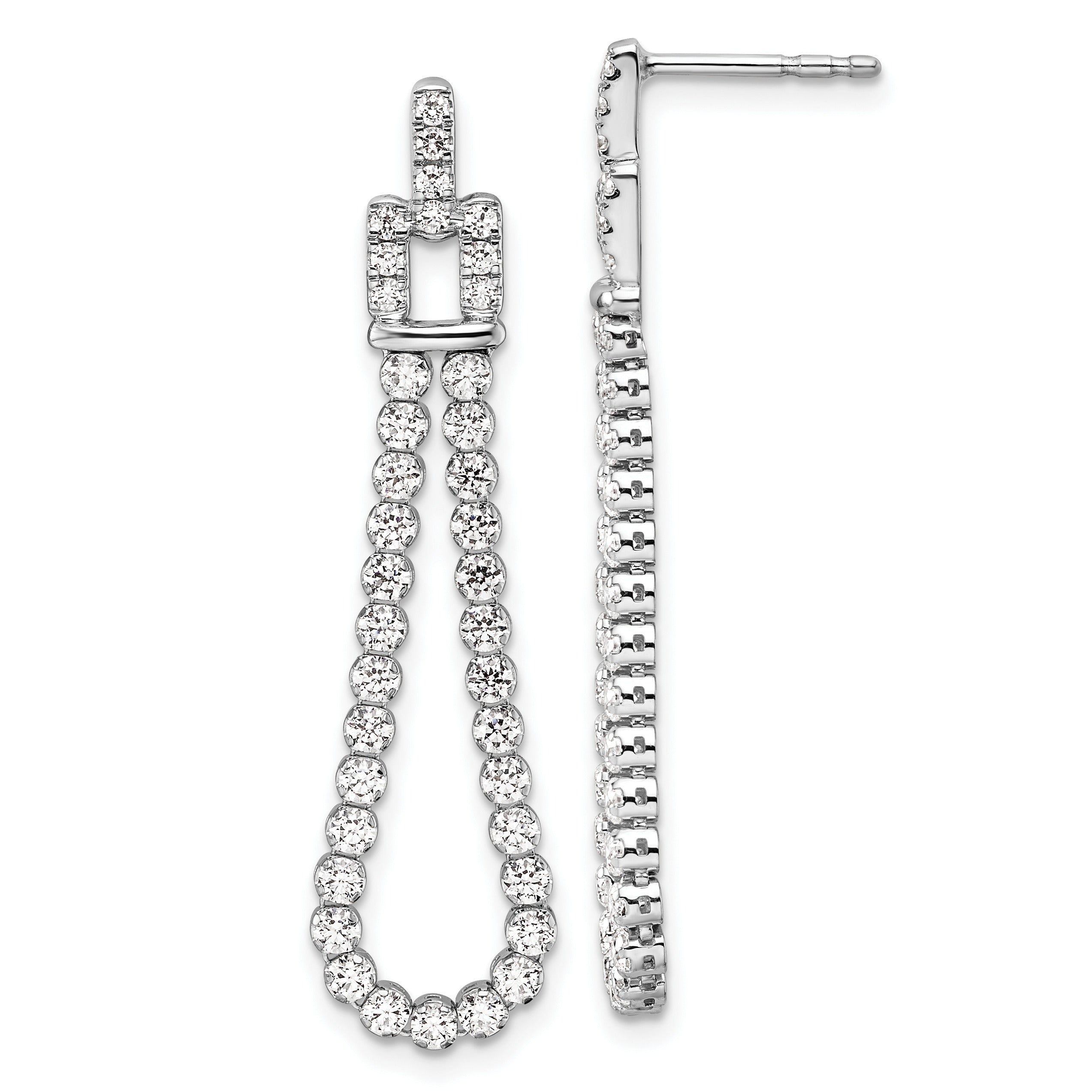 14k White Gold Lab Grown Diamond Dangle Loop Earrings