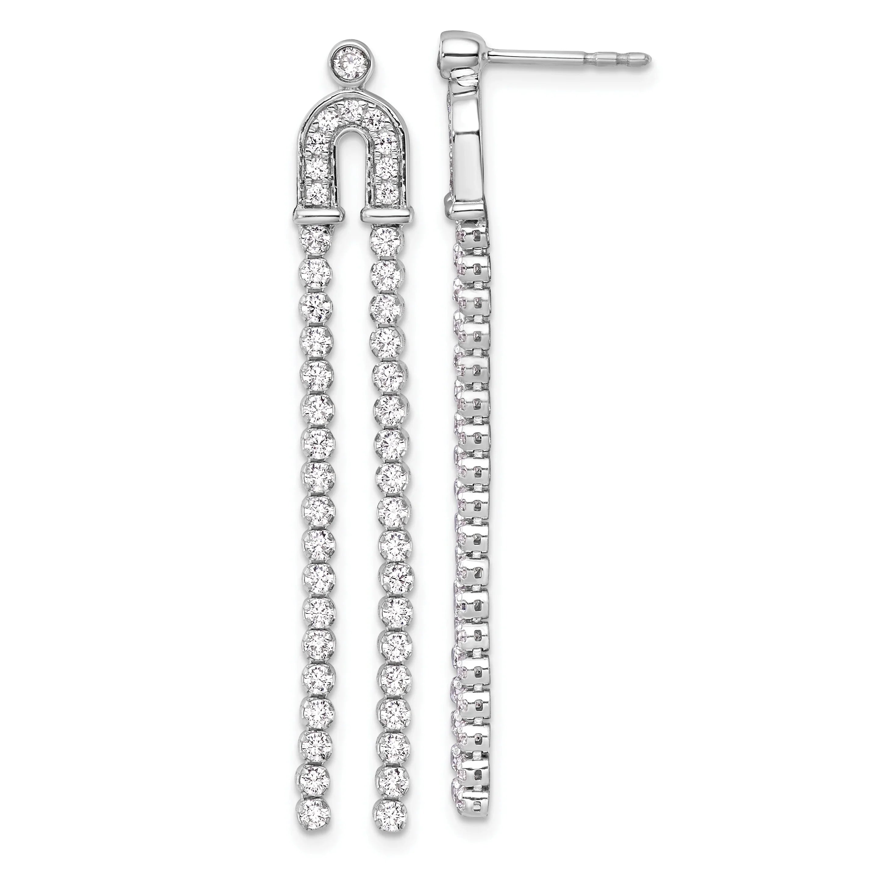14k White Gold 2 carat Lab Grown Diamond Dangle Earrings - Fine Diamond