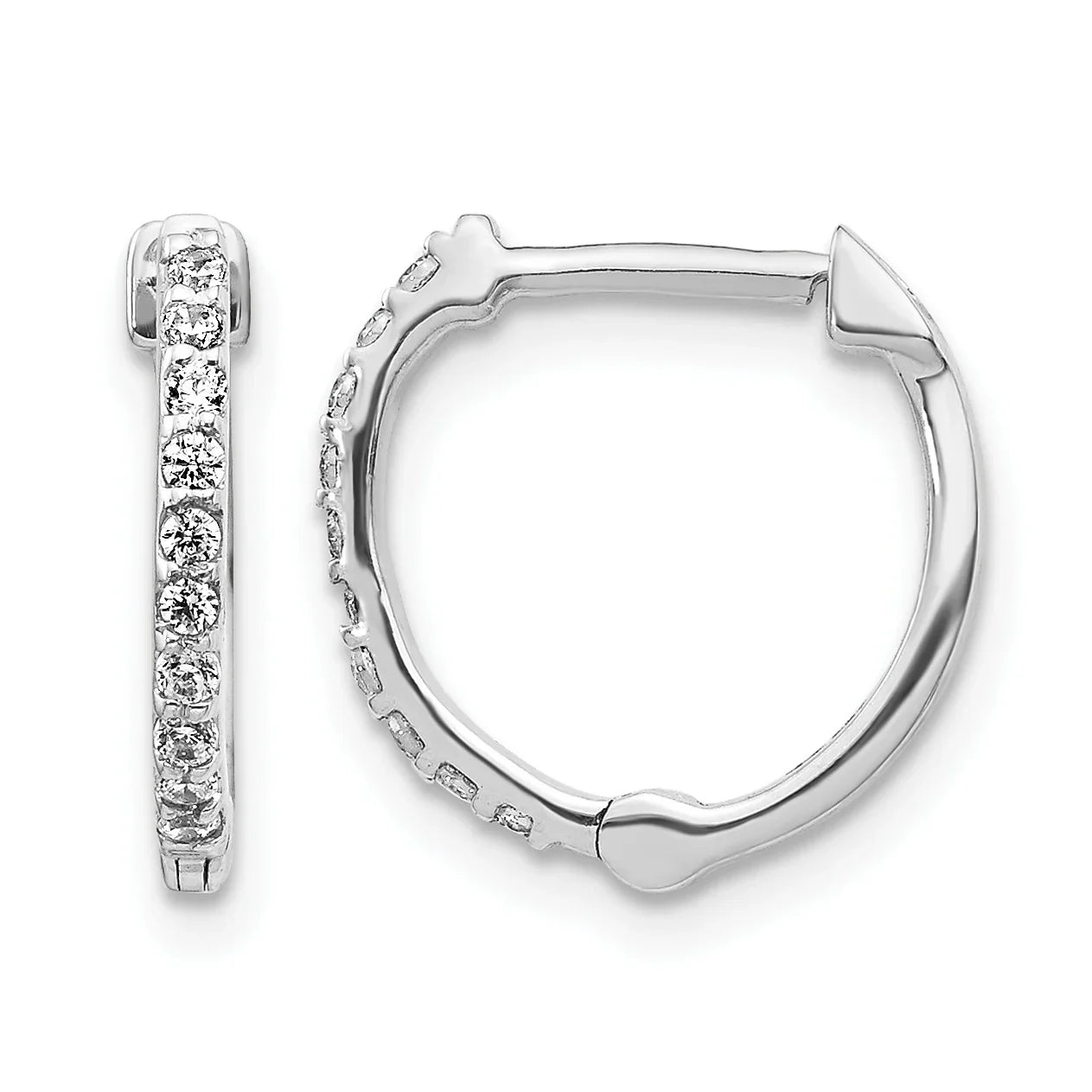 14k Gold Lab Grown Diamond Hinged Hoop Earrings - Fine Diamond