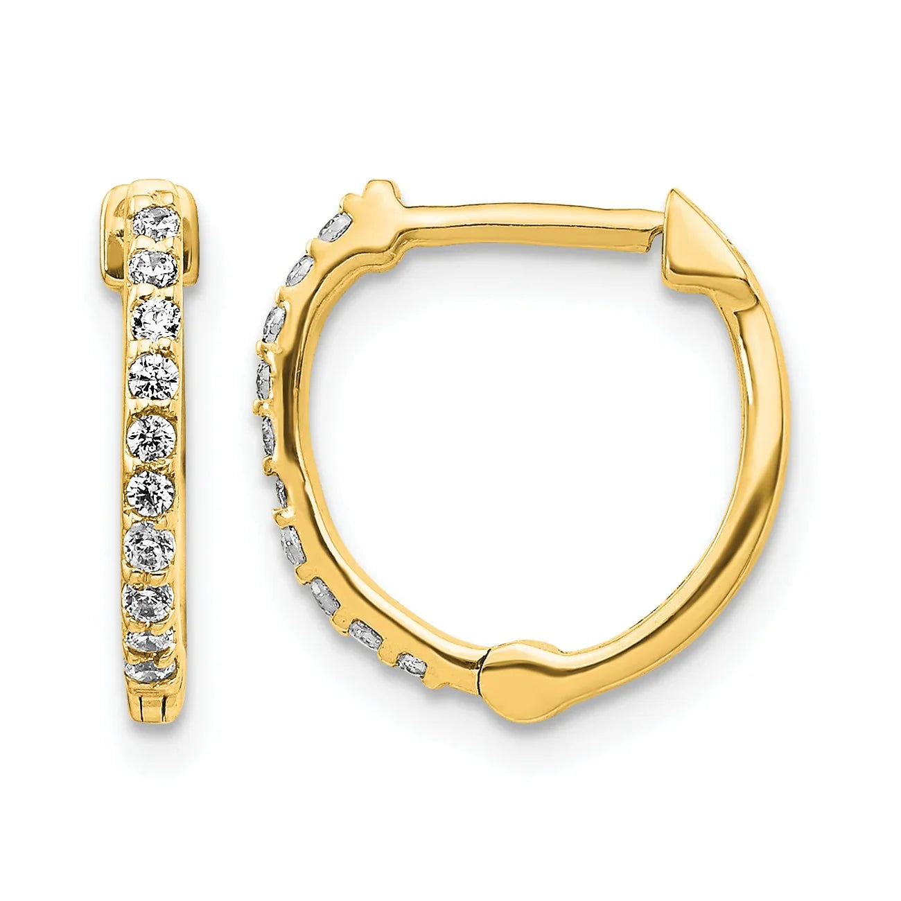 14k Gold Lab Grown Diamond Hinged Hoop Earrings - Fine Diamond