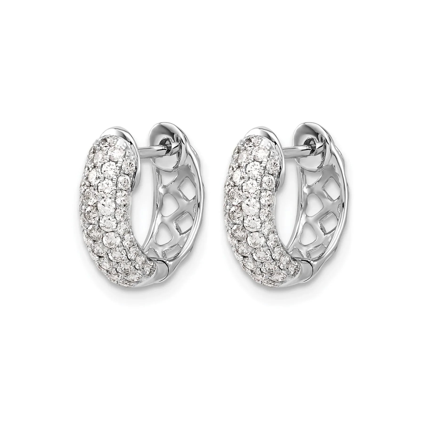 Lab Grown Diamond Hinged Hoop Cluster Earrings 14k White Gold - Fine Diamond