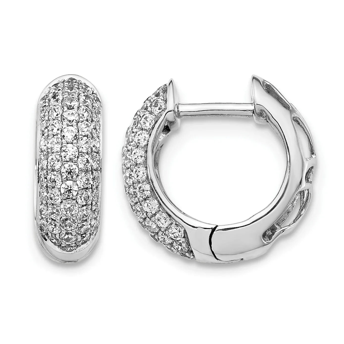 14k White Gold 3/4 carat Lab Grown Diamond Hinged Hoop Earrings - Fine Diamond