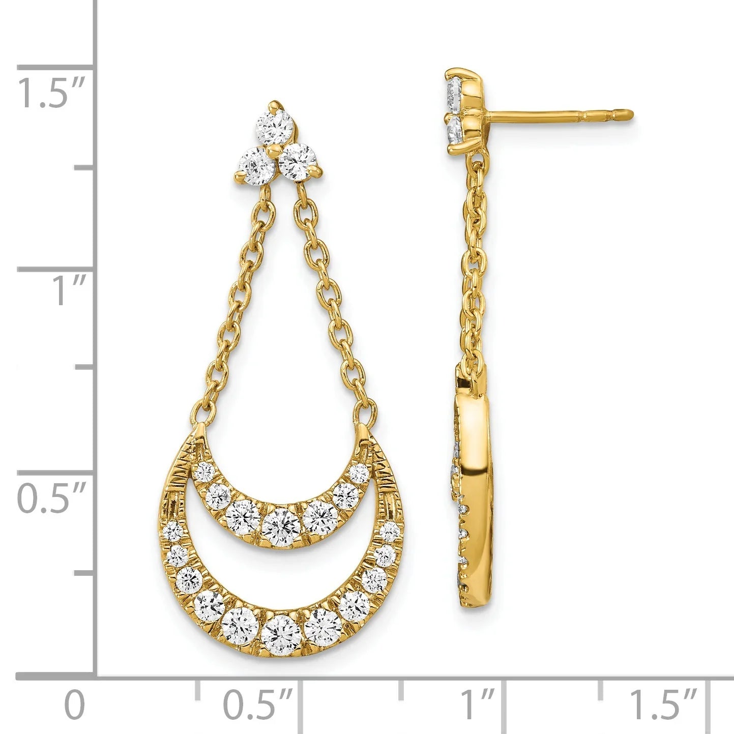14k Yellow Gold Lab Grown Diamond Fancy Chandelier Earrings - Fine Diamond