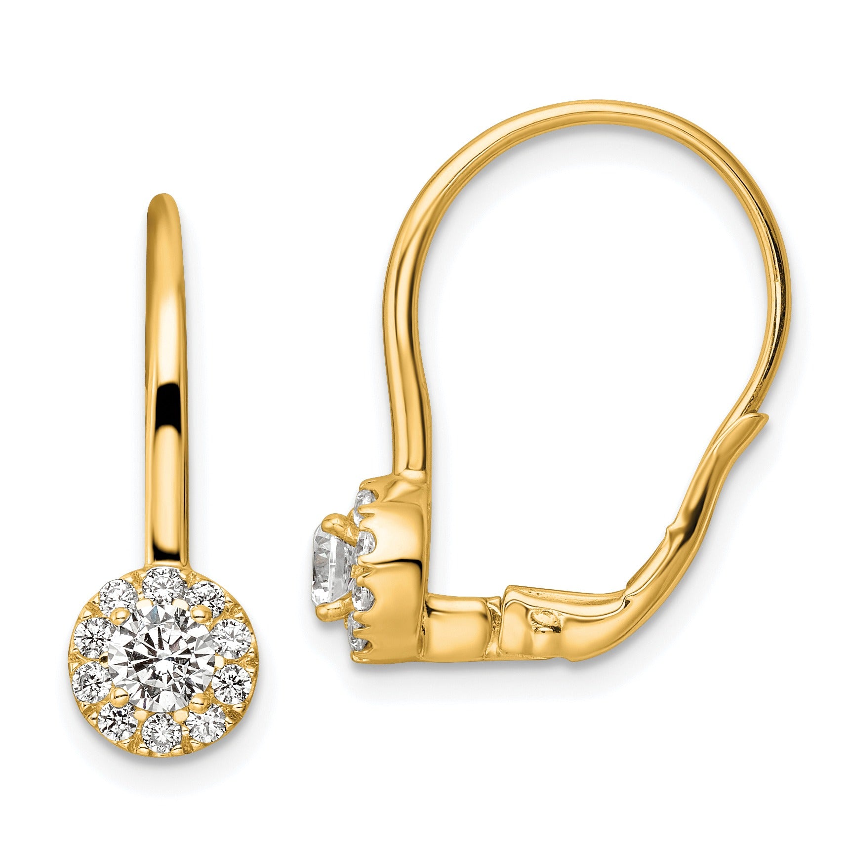 14k Gold Lab Grown Diamond Drop Leverback Earrings