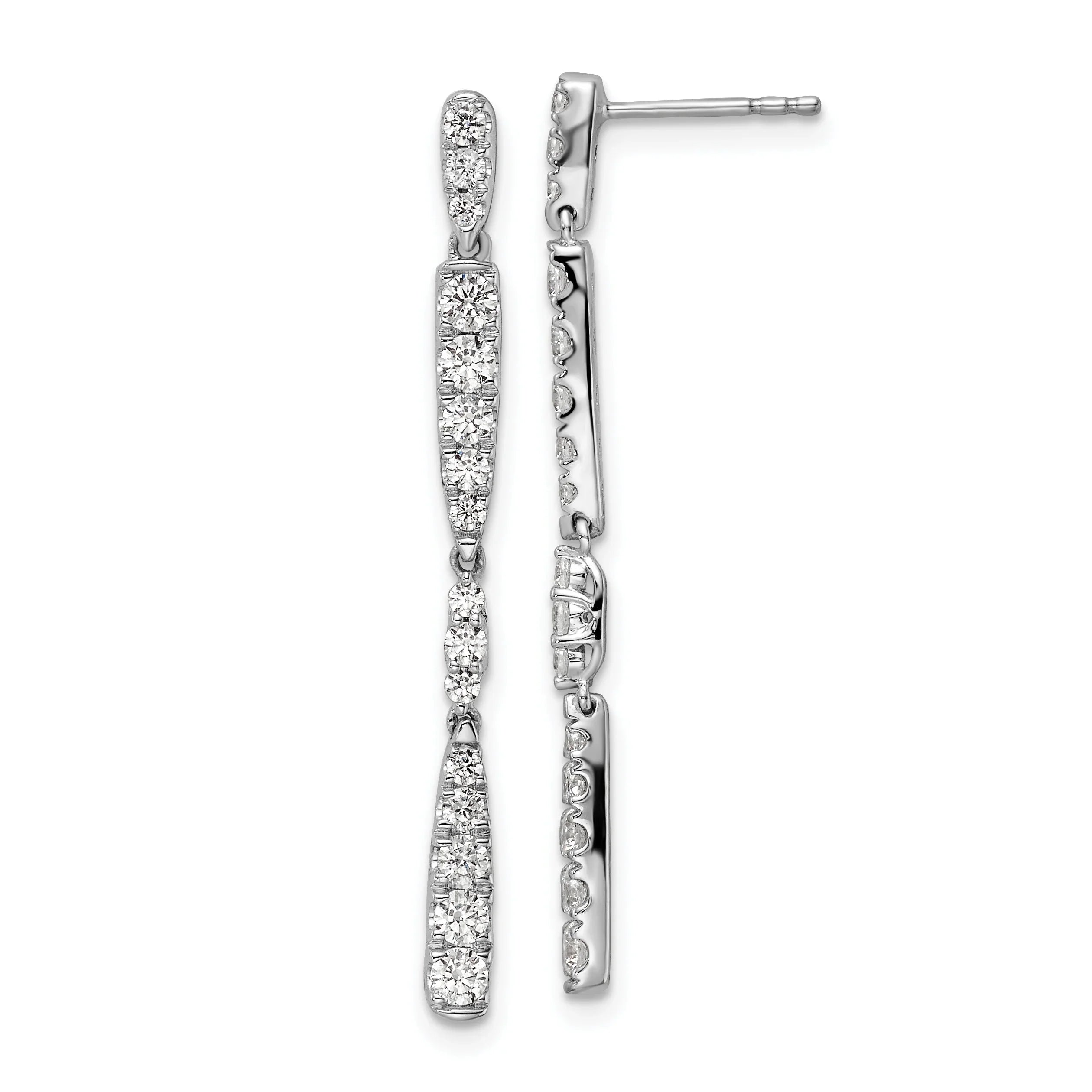 14k White Gold 1 carat Lab Grown Diamond Dangle Post Earrings - Fine Diamond