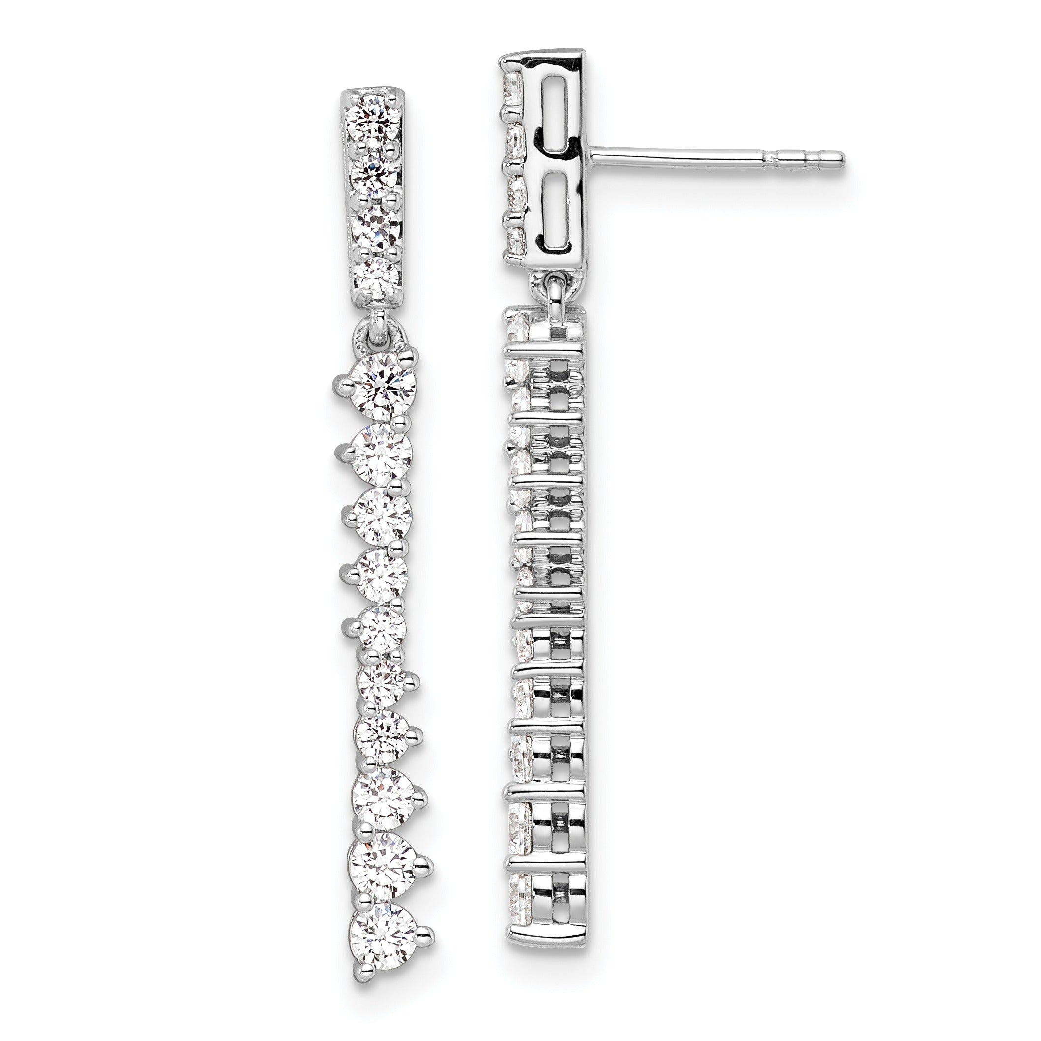 14k White Gold 1 Carat Lab Grown Diamond Dangle Post Earrings