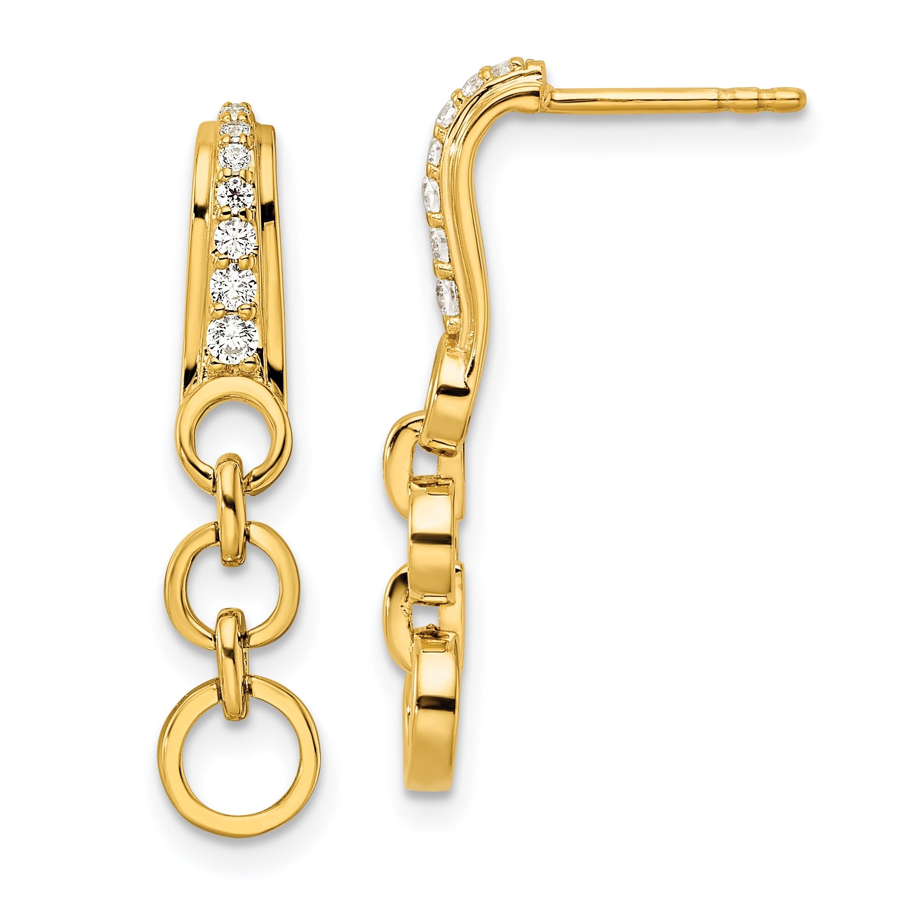 14k 1/8 carat Lab Grown Diamond Post Dangle Earrings