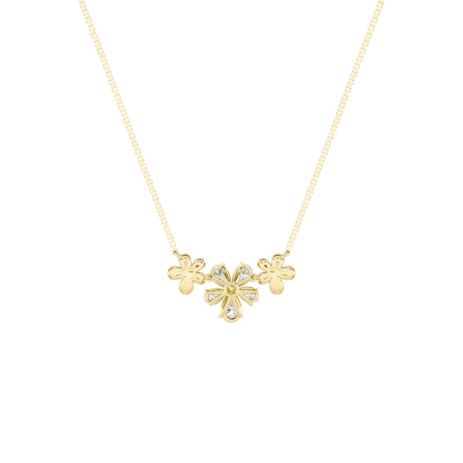 2.0 Ct Pear (F/VS) Lab Grown Diamond Prong 10K Yellow Gold Fancy Floral Pendant Necklace