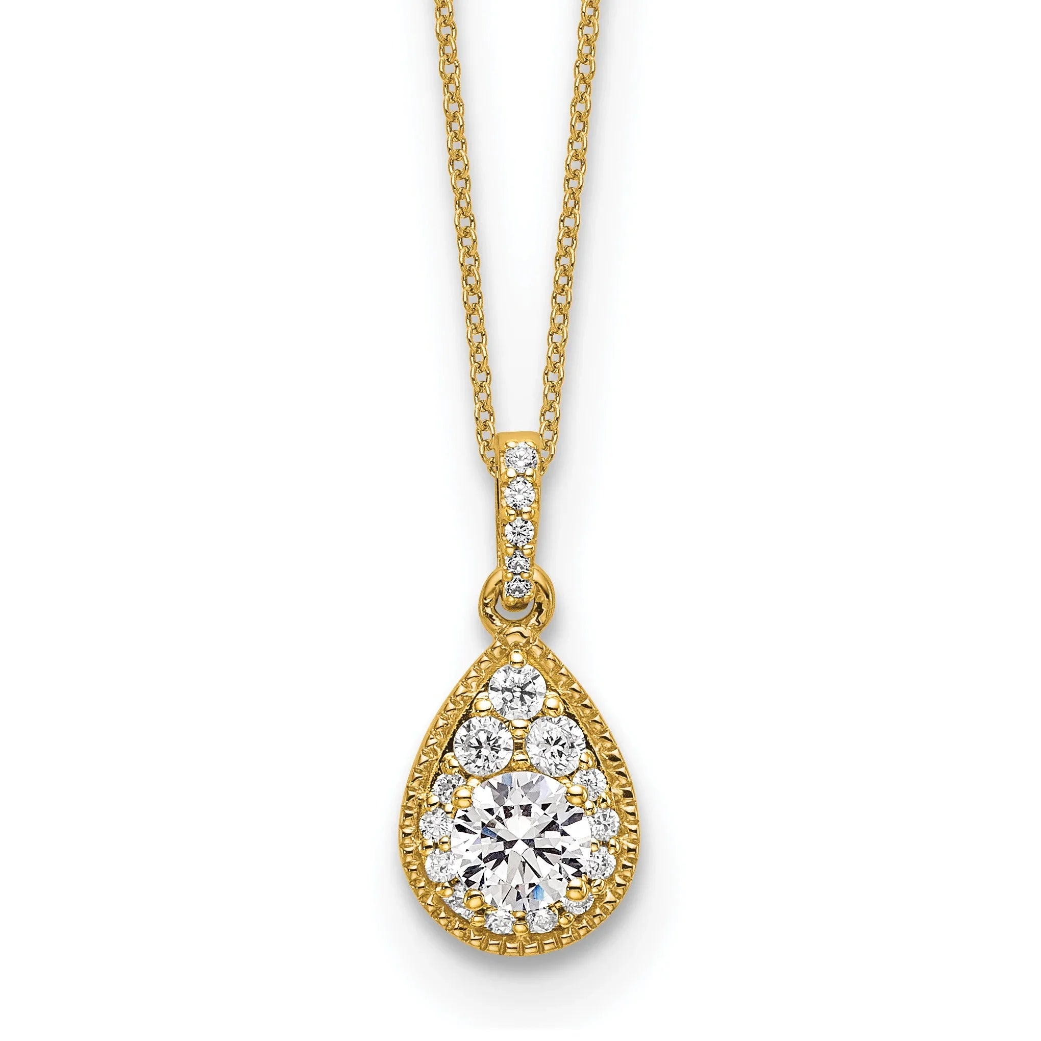 Lab Grown Diamond Teardrop Cluster Necklace - Fine Diamond