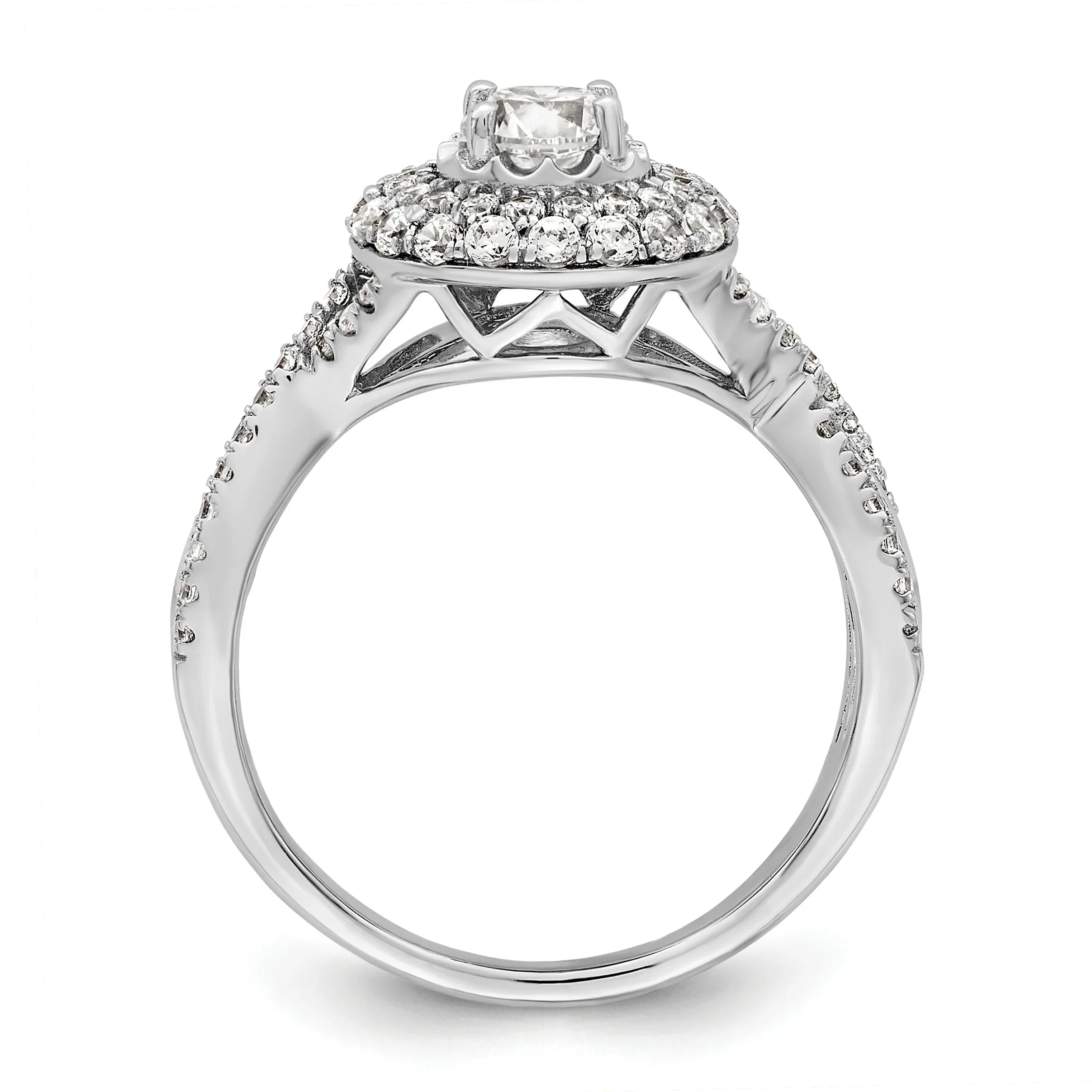 White Gold Eternal Promise Diamond Double Halo Ring 1 ct - Fine Diamond