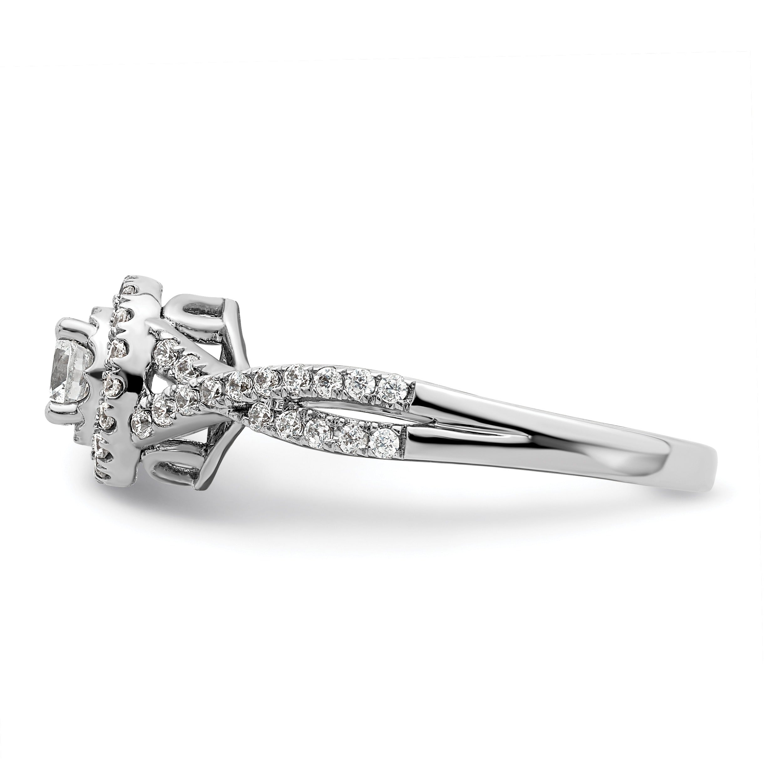 Lab Grown Diamond Round Criss Cross Halo Ring