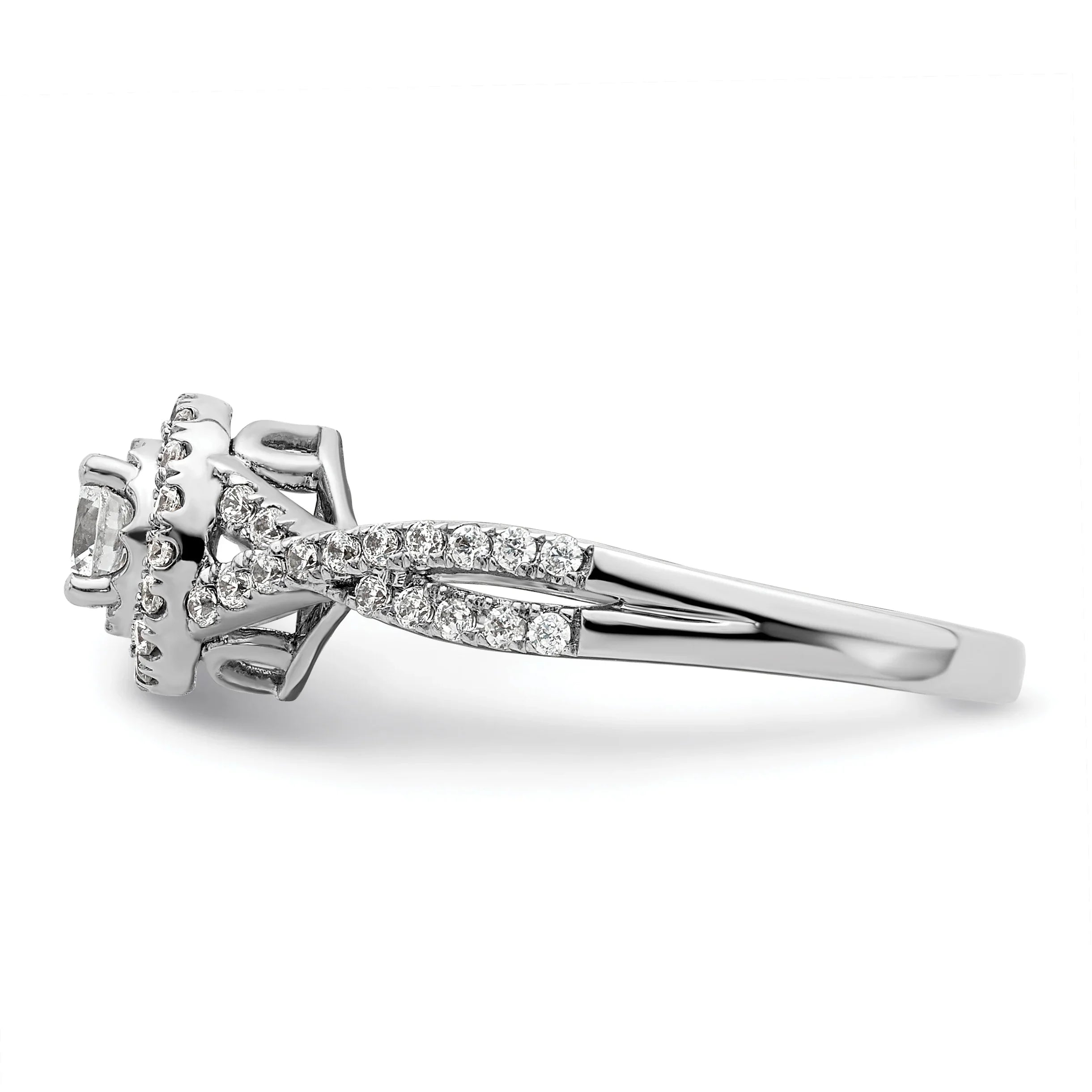 Lab Grown Diamond Round Criss Cross Halo Semi Mount Ring 0.25 ct - Fine Diamond