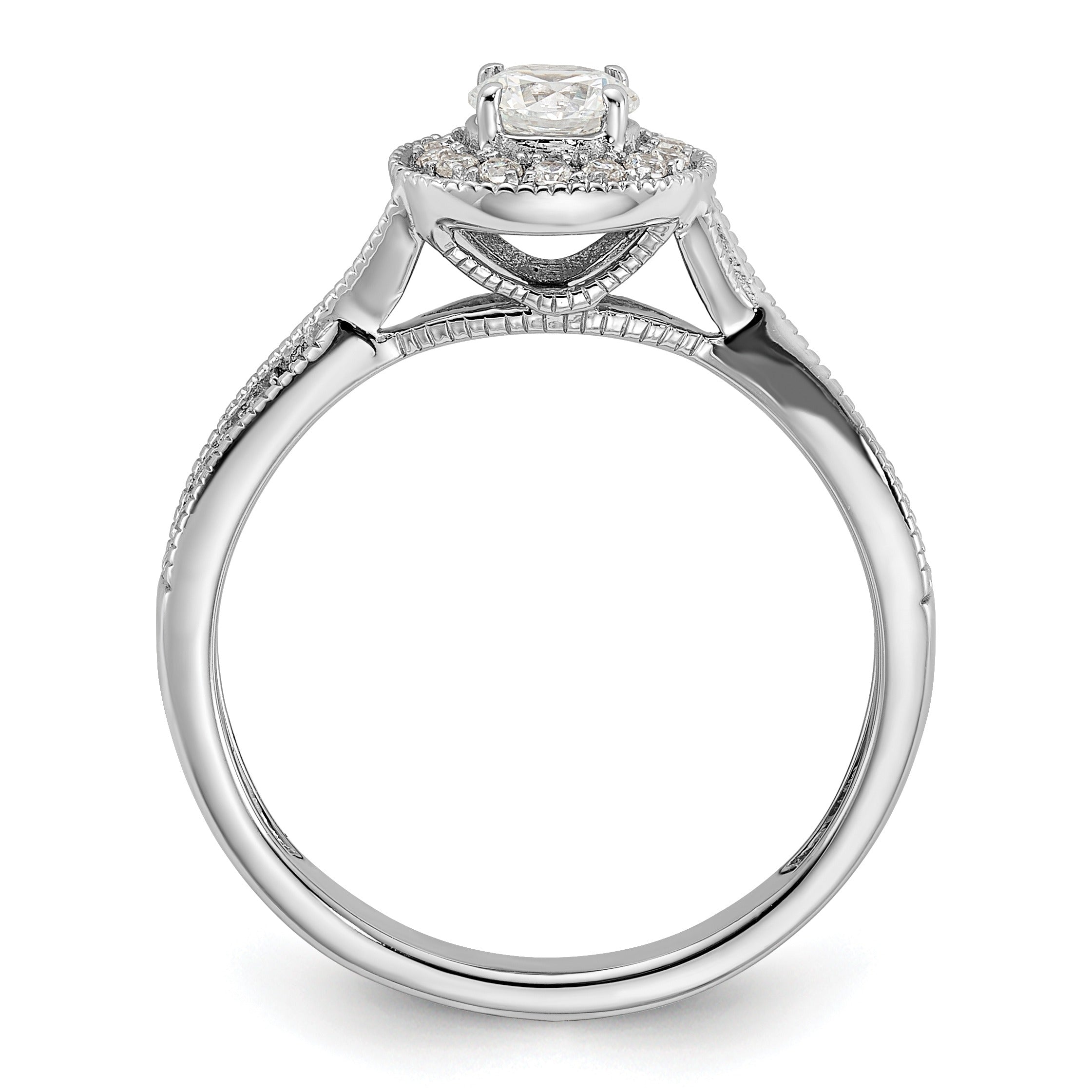 White Gold Lab Grown Diamond Round Halo Engagement Ring