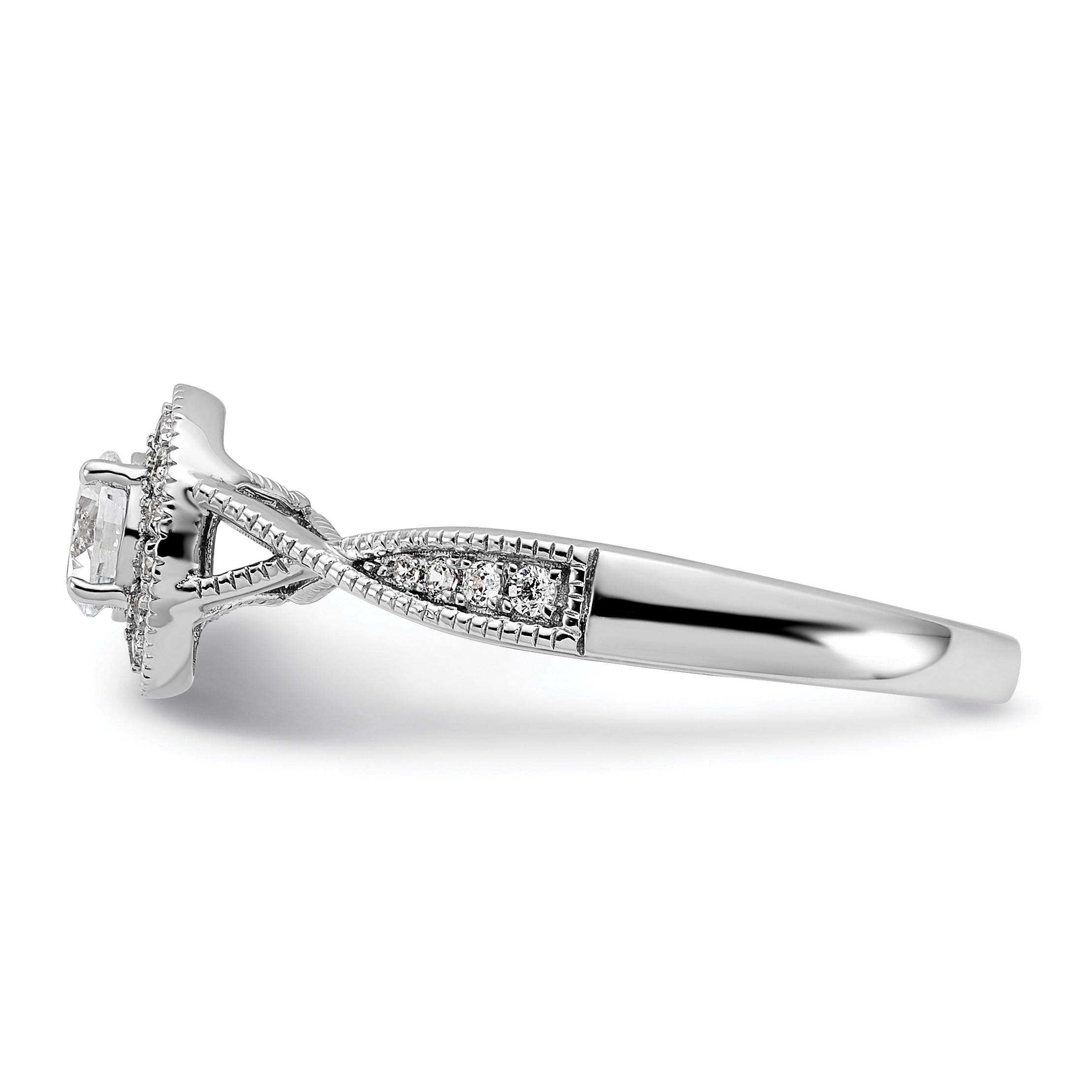 White Gold Lab Grown Diamond Round Halo Engagement Ring
