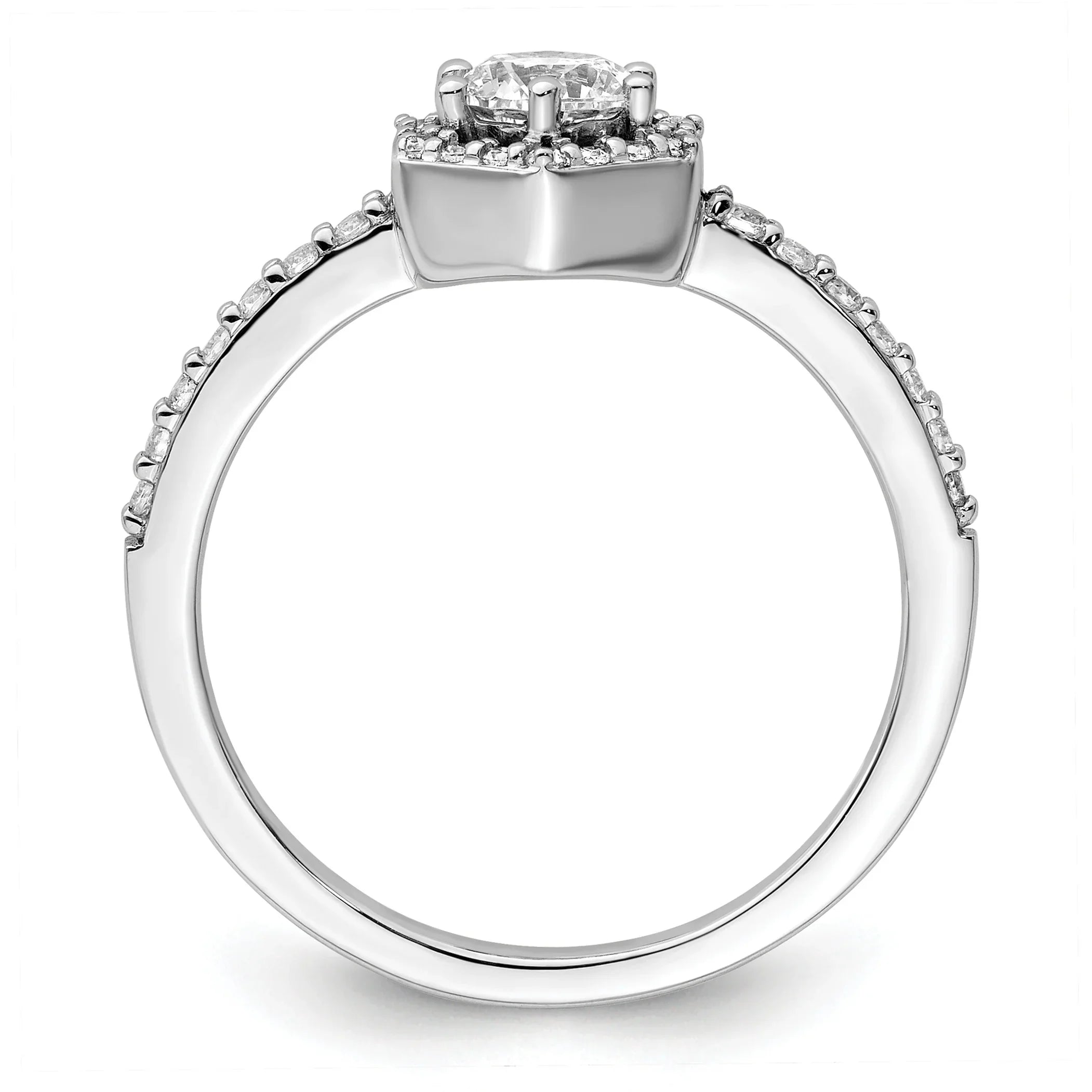 Lab Grown Diamond Halo Ring 14K White Gold 0.62 ct - Fine Diamond