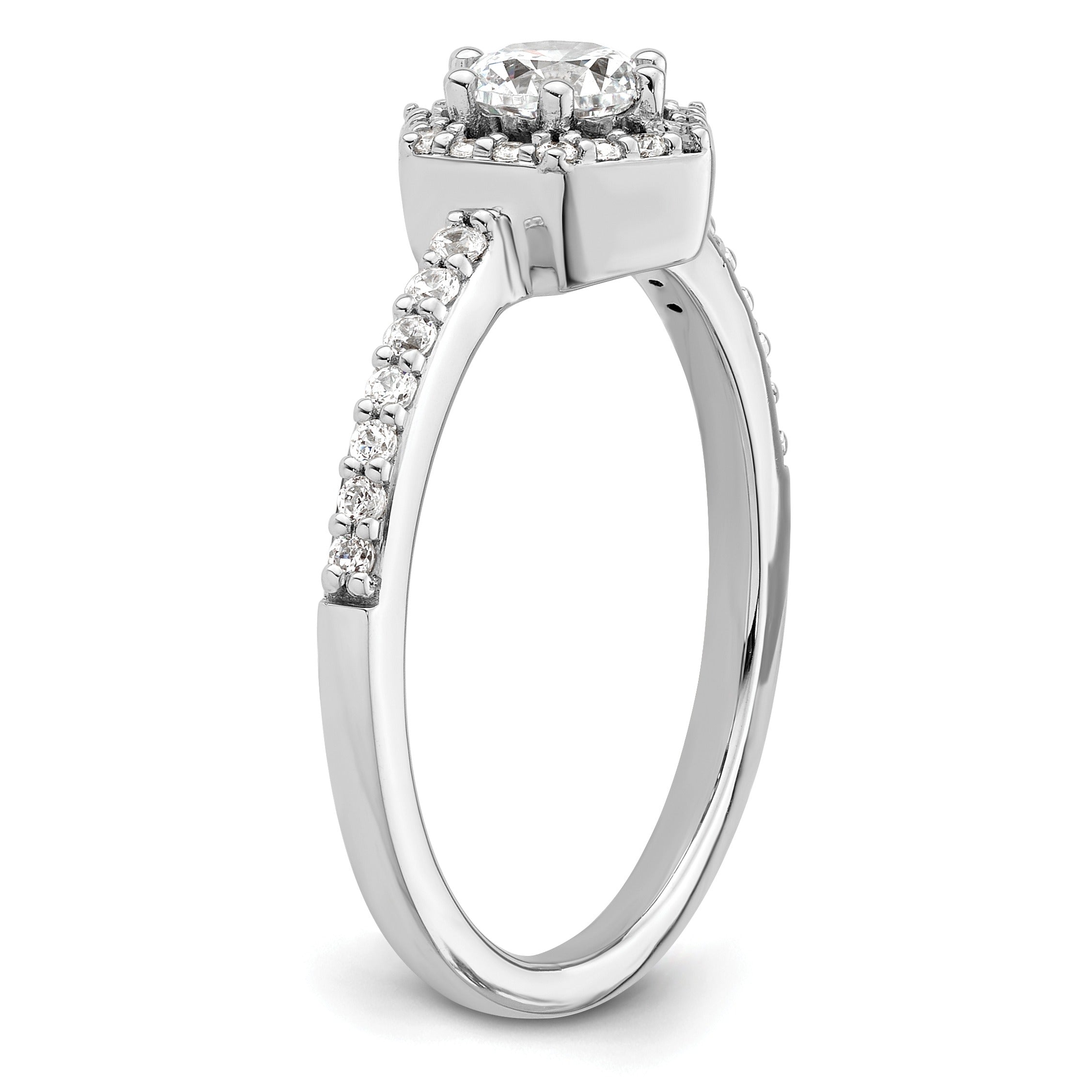 0.62 Carat Lab Grown Diamond Halo Ring 14K White Gold