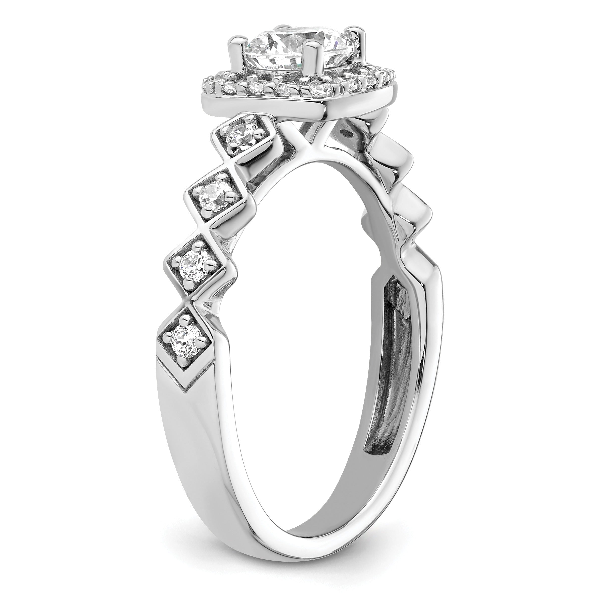 14k White Gold Lab Grown Diamond Halo Engagement Ring