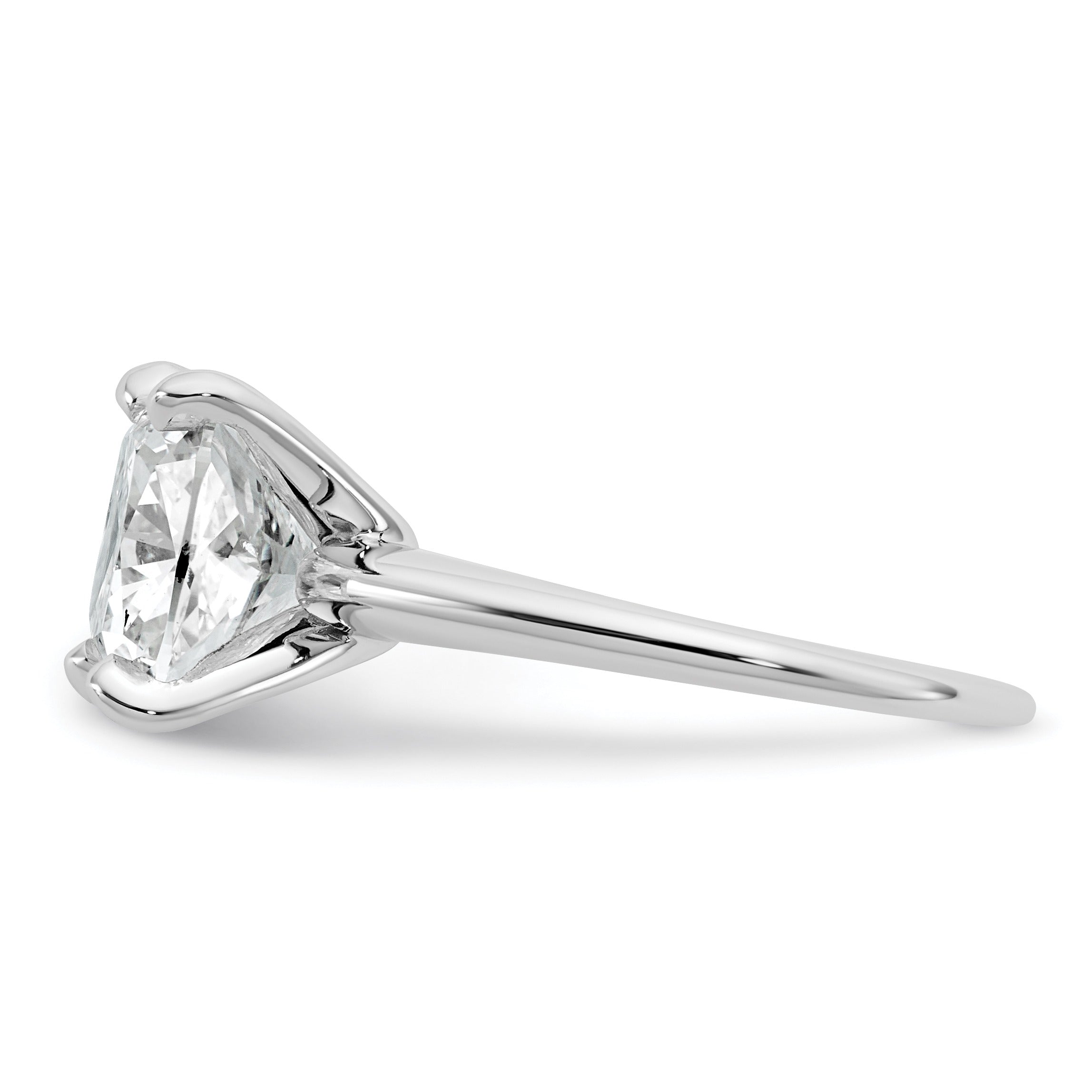 14k White Gold Lab Grown Diamond Cushion Solitaire Engagement Ring