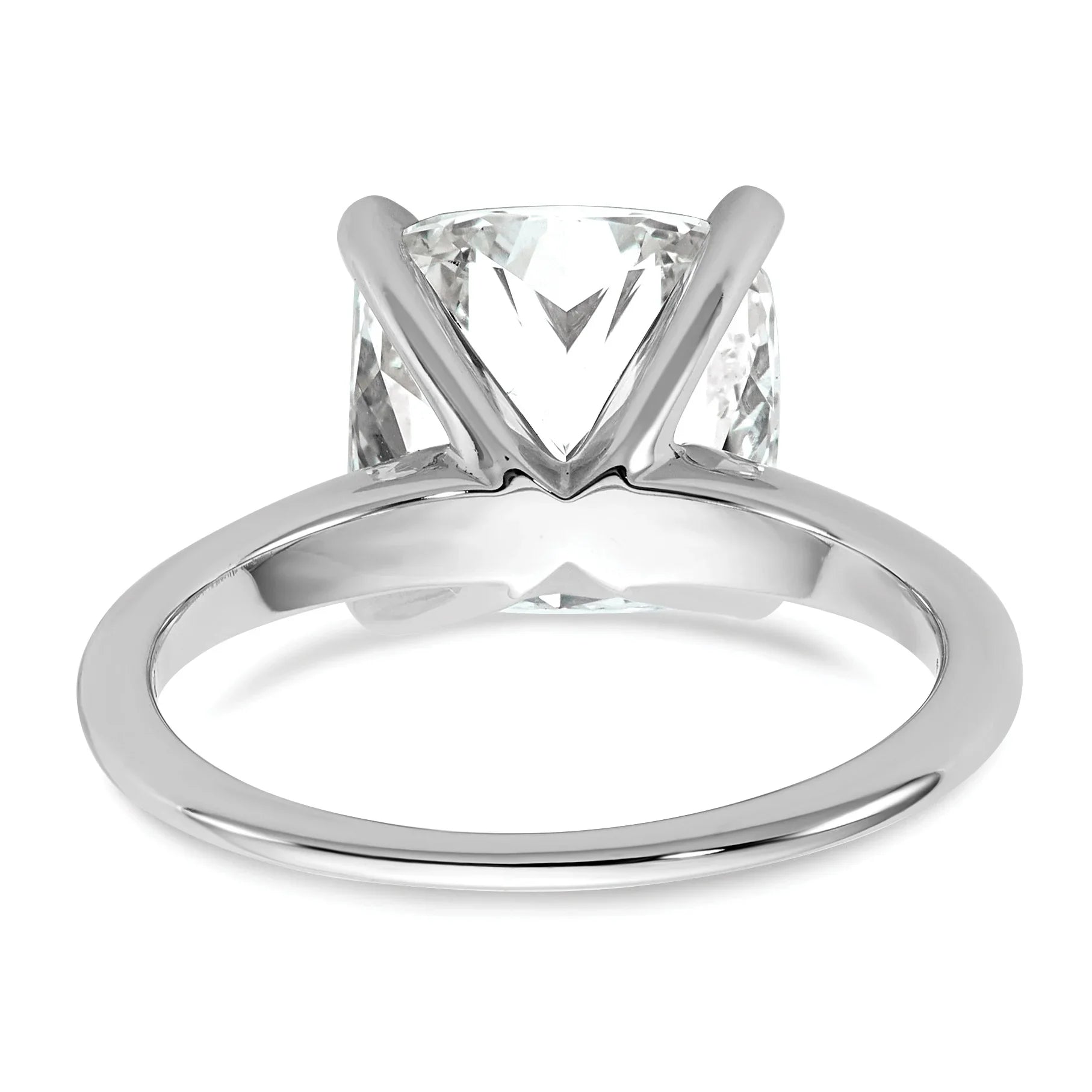 14k White Gold Lab Grown Diamond Cushion Solitaire Engagement Ring 5 ct - Fine Diamond