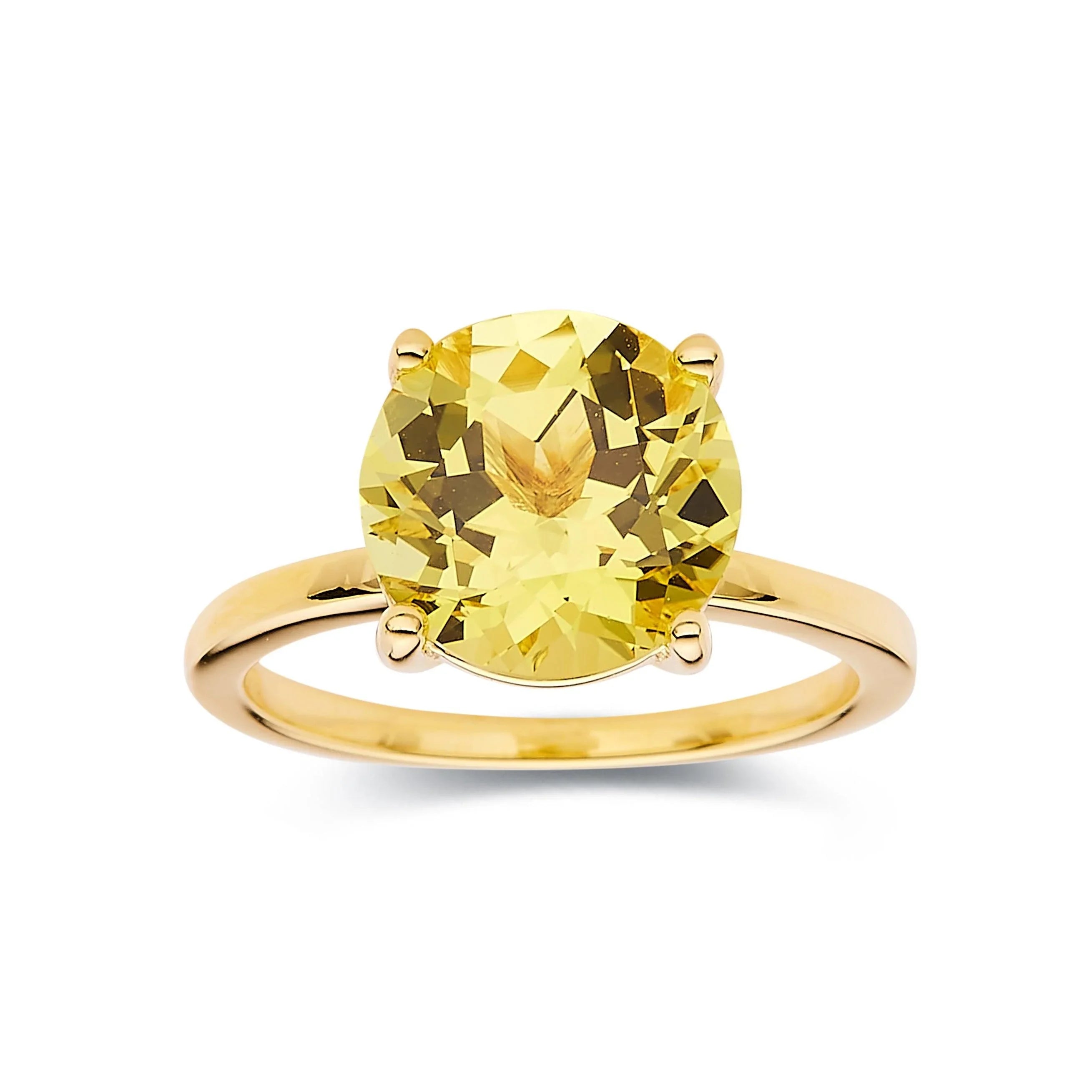 Yellow Sapphire Round Solitaire Ring - Fine Diamond