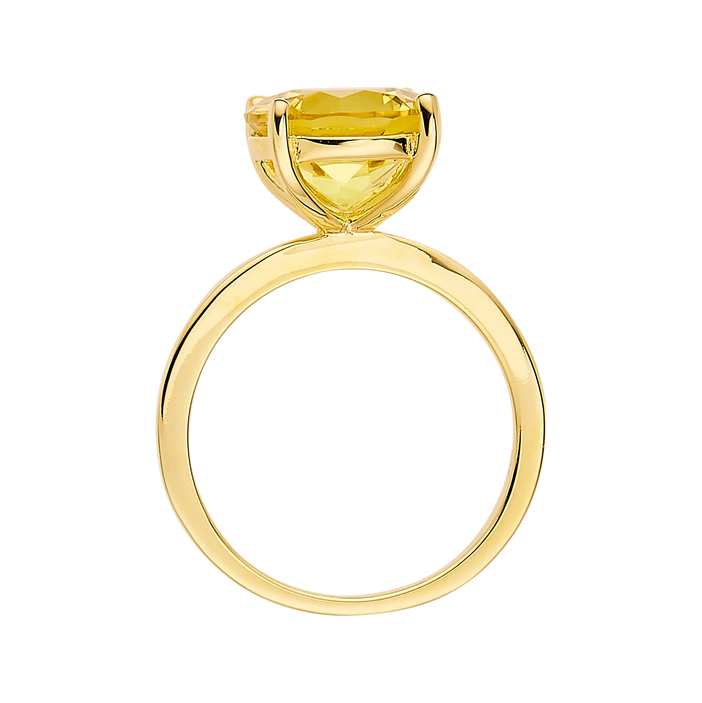Yellow Sapphire Round Solitaire Ring - Fine Diamond