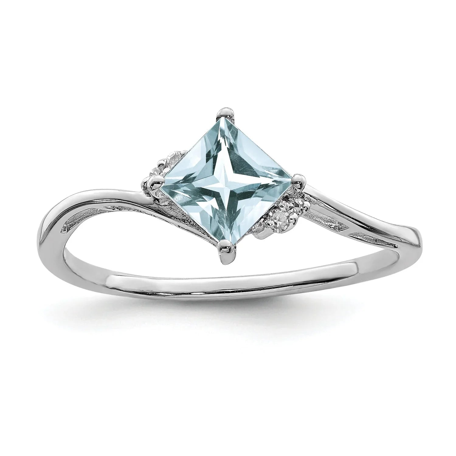 Diamond and Aquamarine Bypass Ring - Fine Diamond