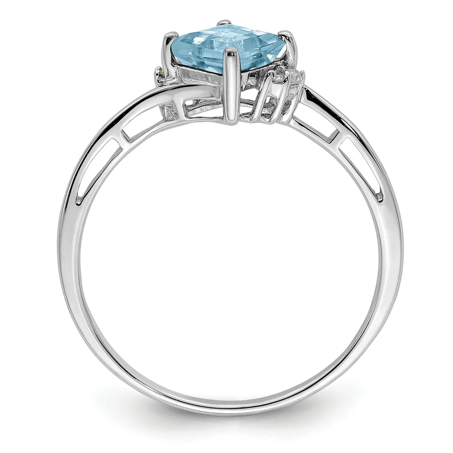 Diamond and Aquamarine Bypass Ring - Fine Diamond