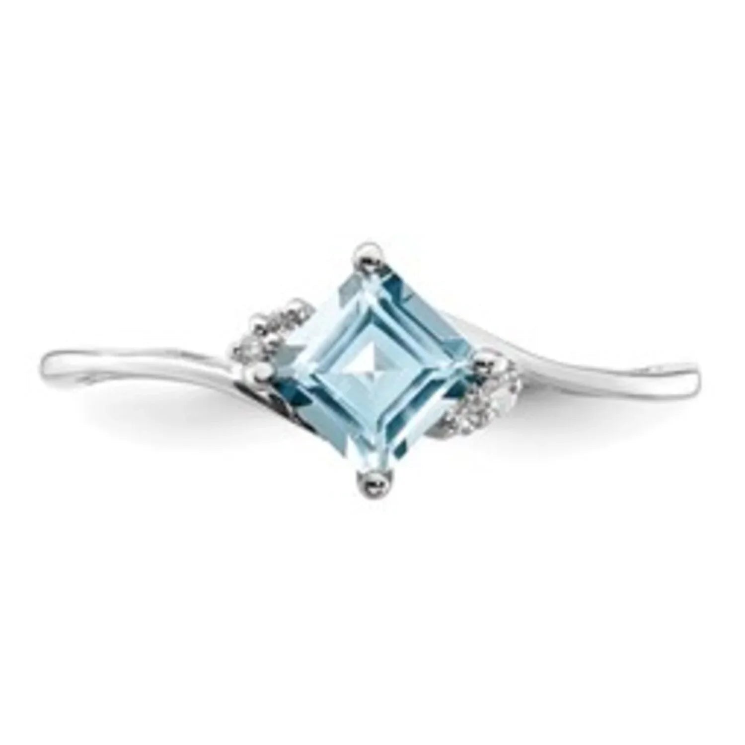 Diamond and Aquamarine Bypass Ring - Fine Diamond