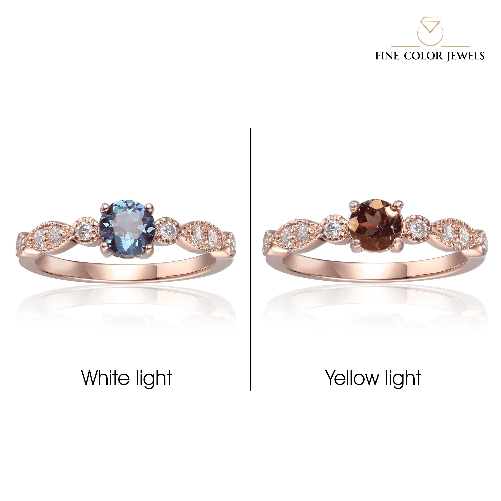 Alexandrite Solitaire Engagement Ring - Fine Diamond