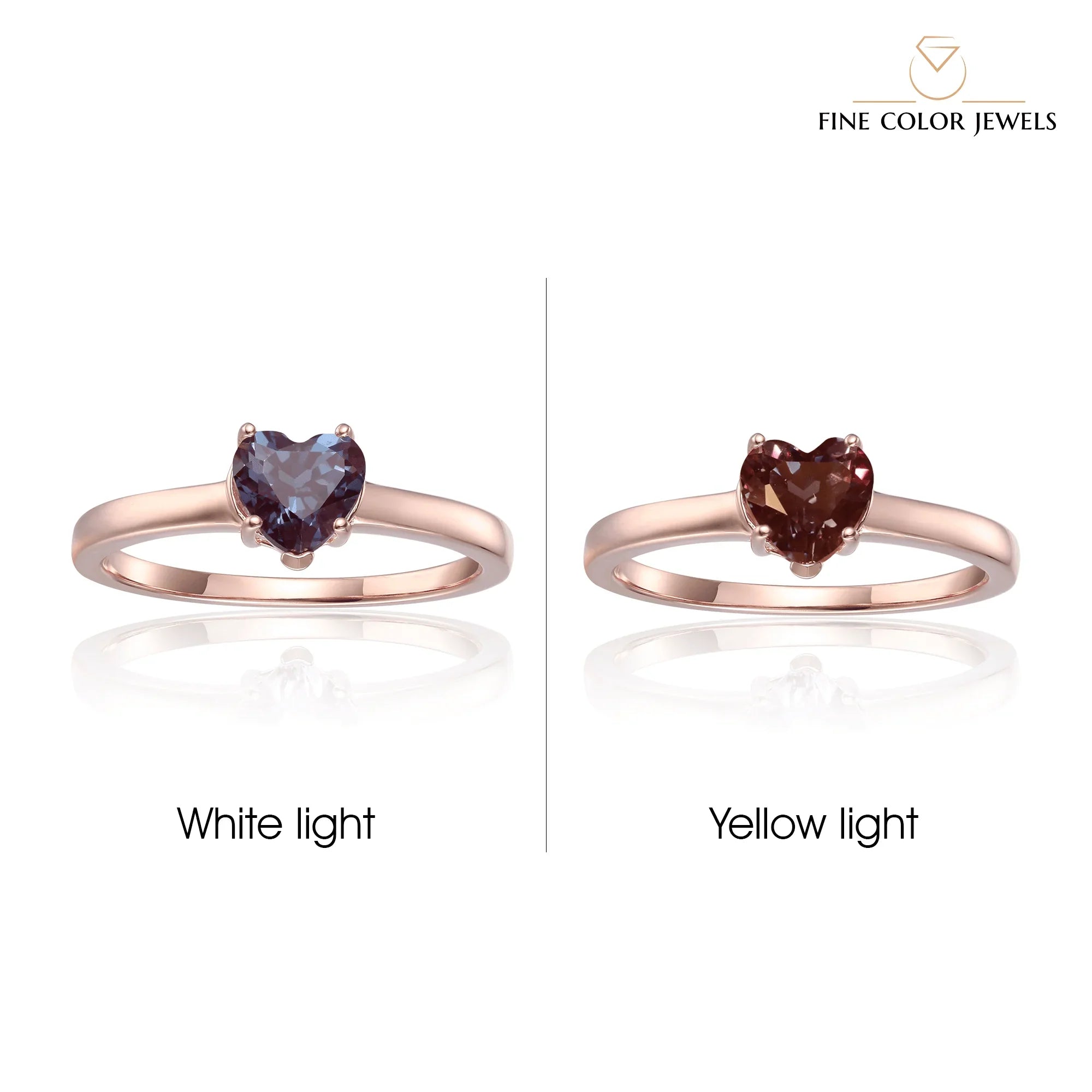 Alexandrite Solitaire Heart Ring - Fine Diamond