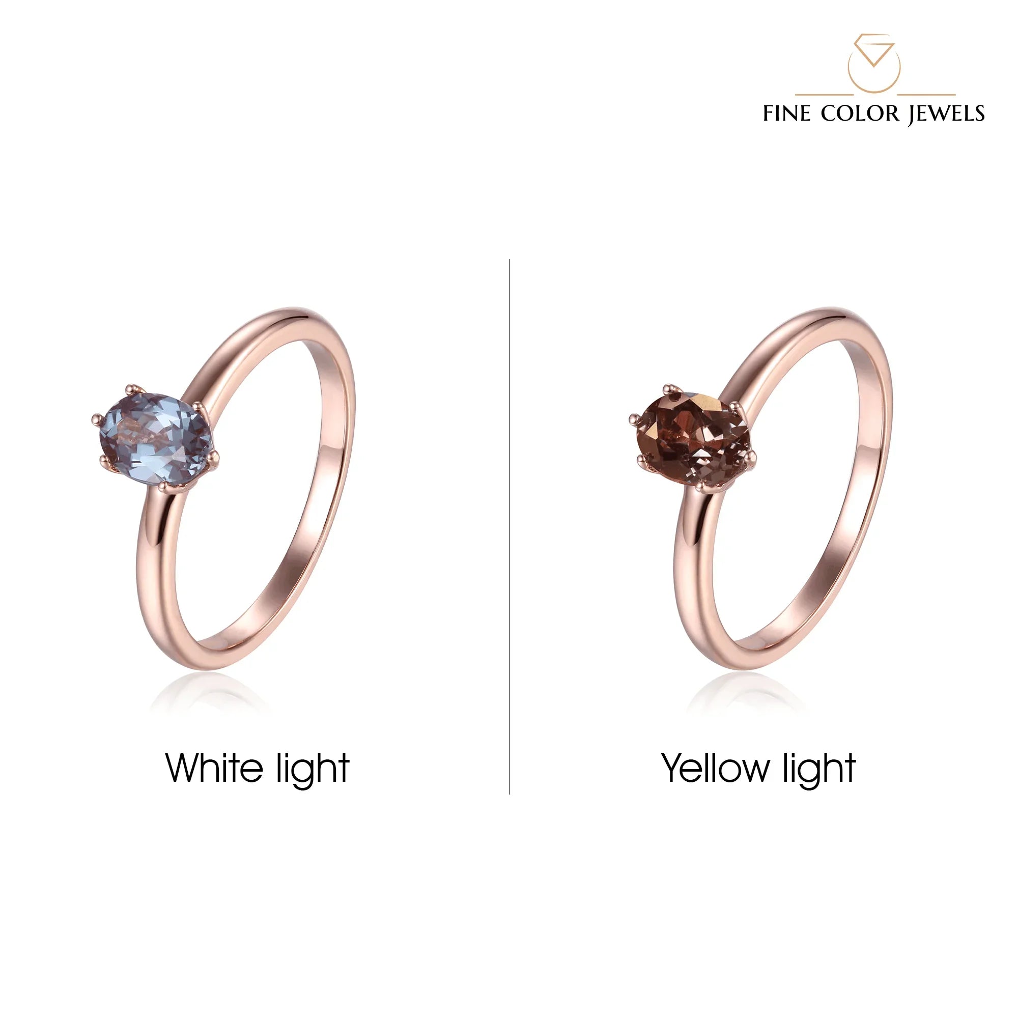 Alexandrite Solitaire Ring - Fine Diamond