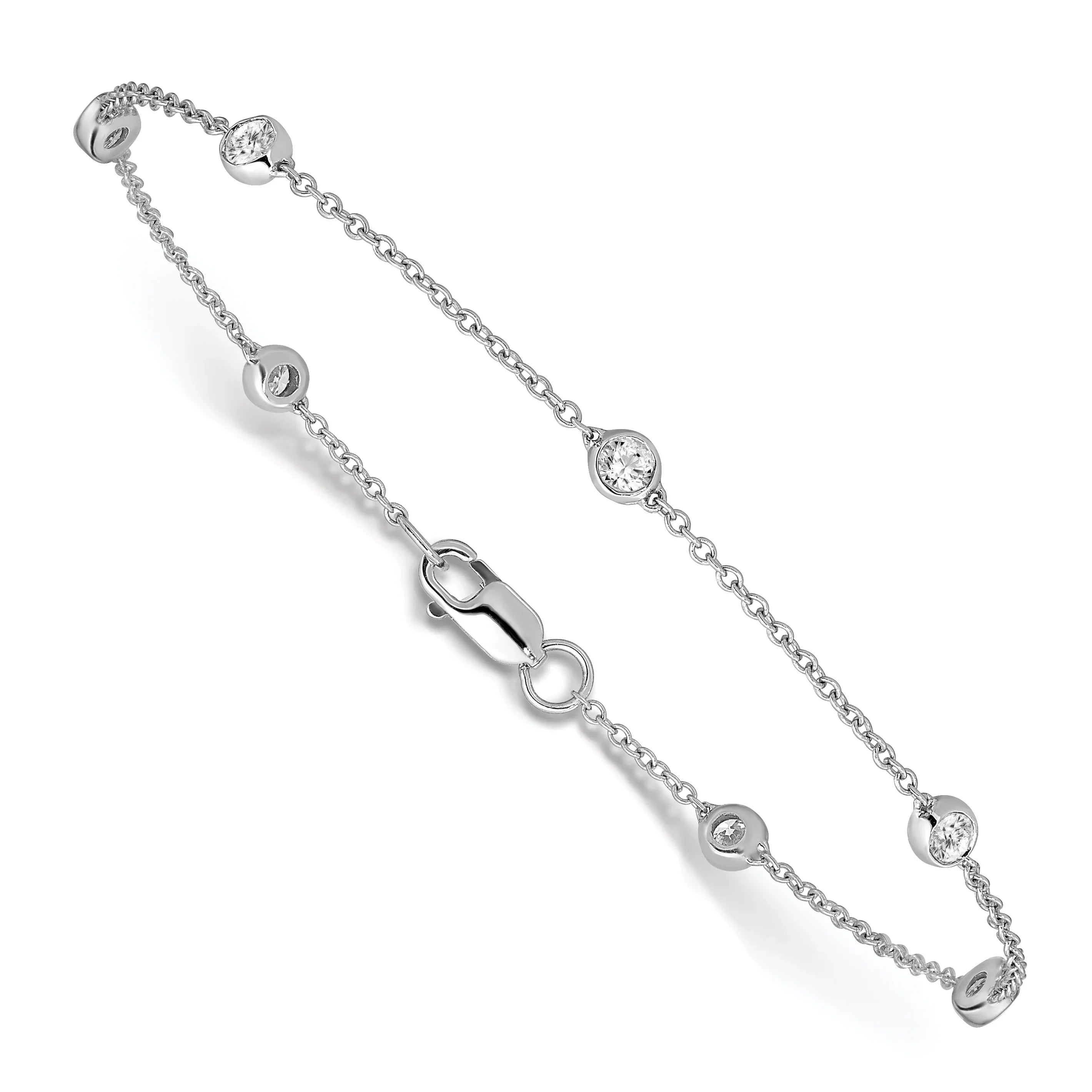 14k Gold Lab Grown Diamond Station Bracelets - Fine Diamond