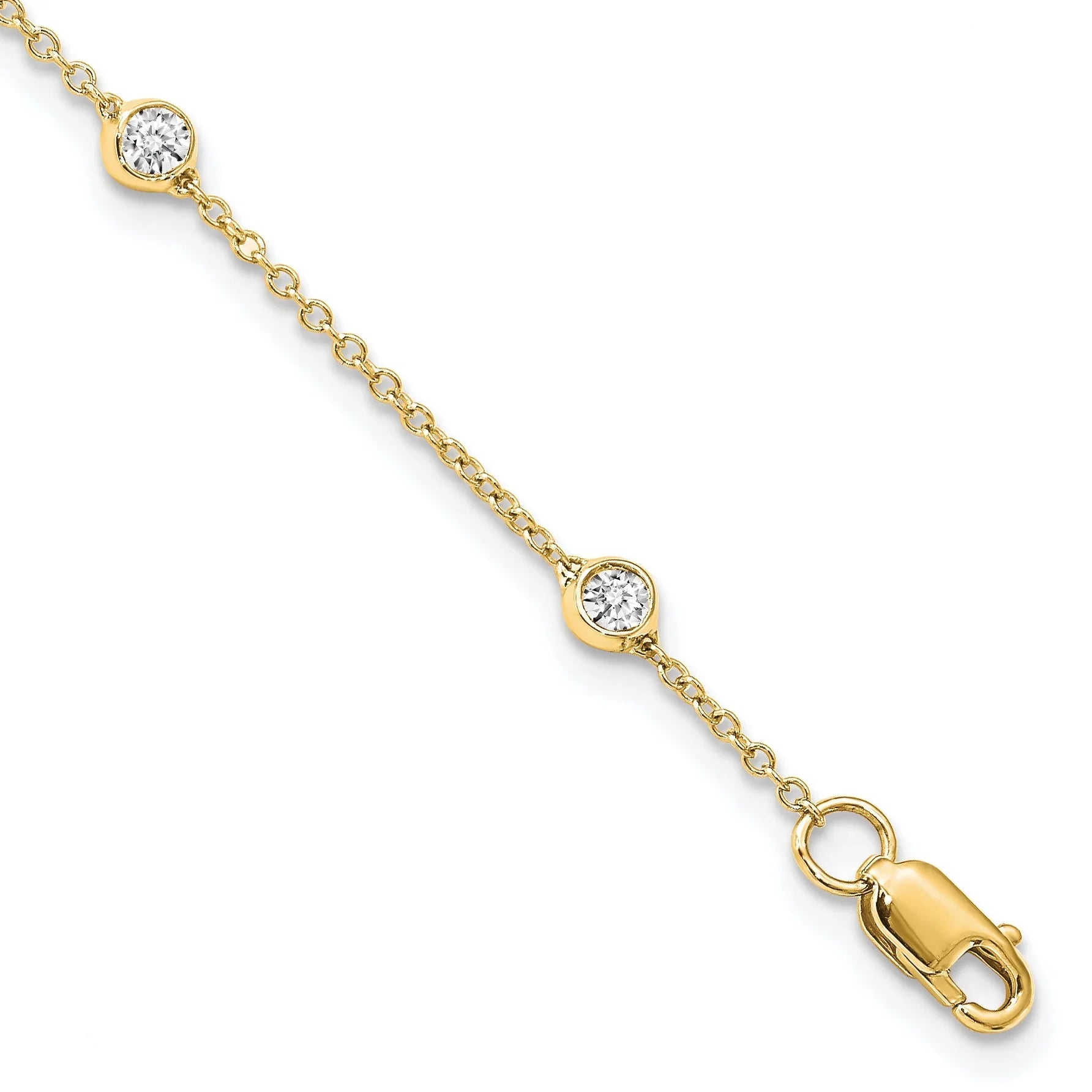 14k Gold Lab Grown Diamond Station Bracelets - Fine Diamond